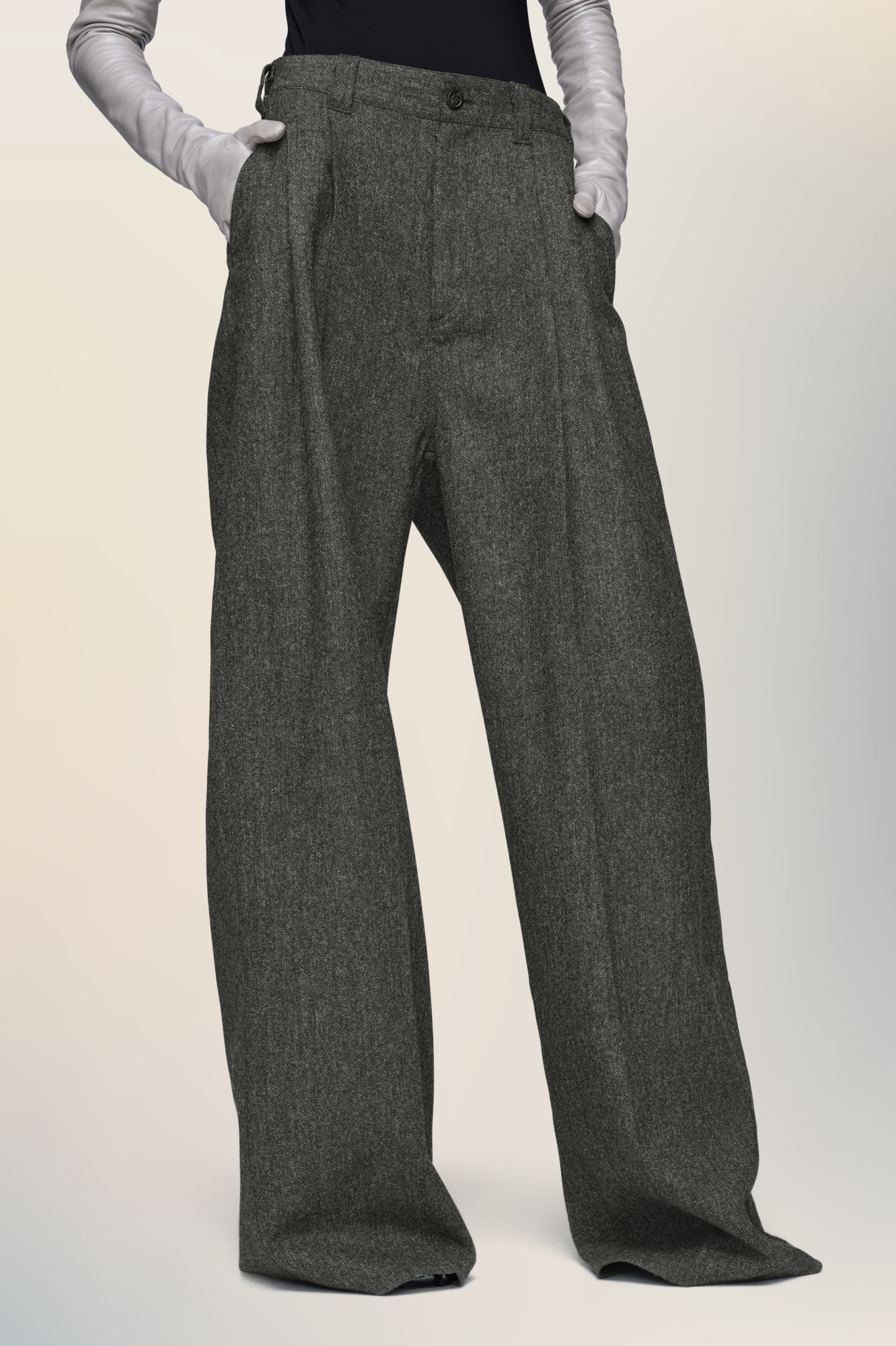 Maison Margiela Wide-leg Wool Trousers In Gray