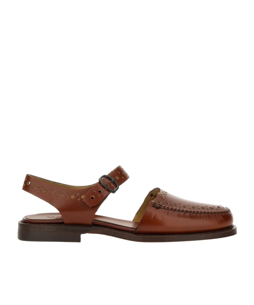 Hereu Picada Perforated Leather Flats In Brown