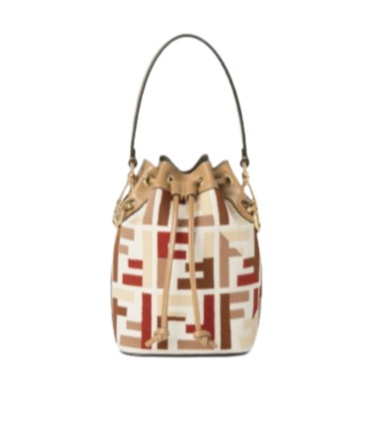 Fendi Women Mon Tresor Ff Jacquard Fabric And Leather Bucket Bag In Multi