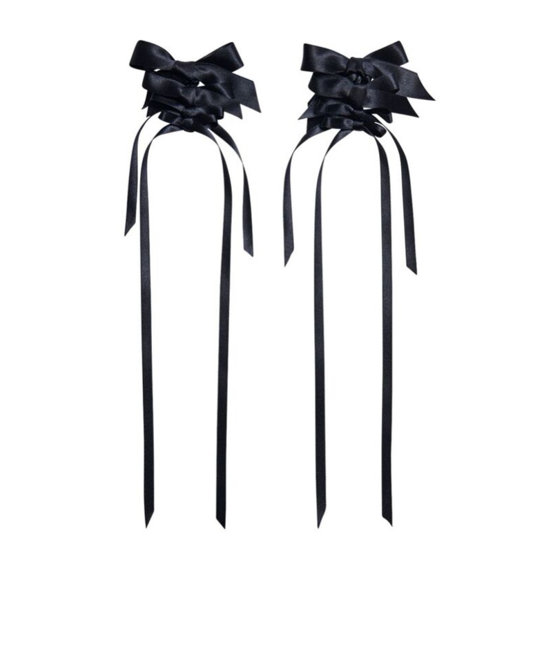 Simone Rocha Butterfly Ribbon Knot Earrings In Black