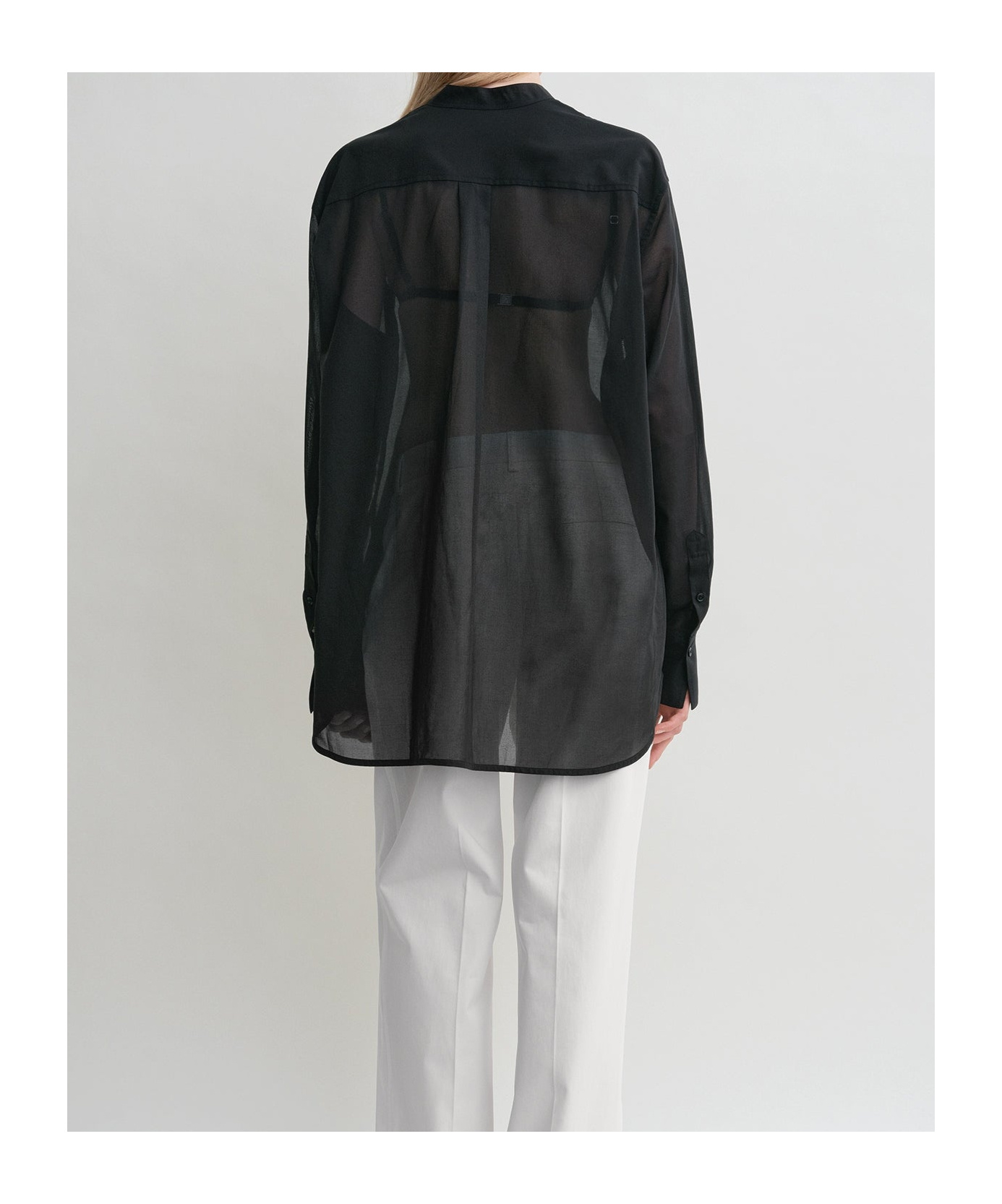 Totême Toteme Semi-sheer Cotton Shirt In Black