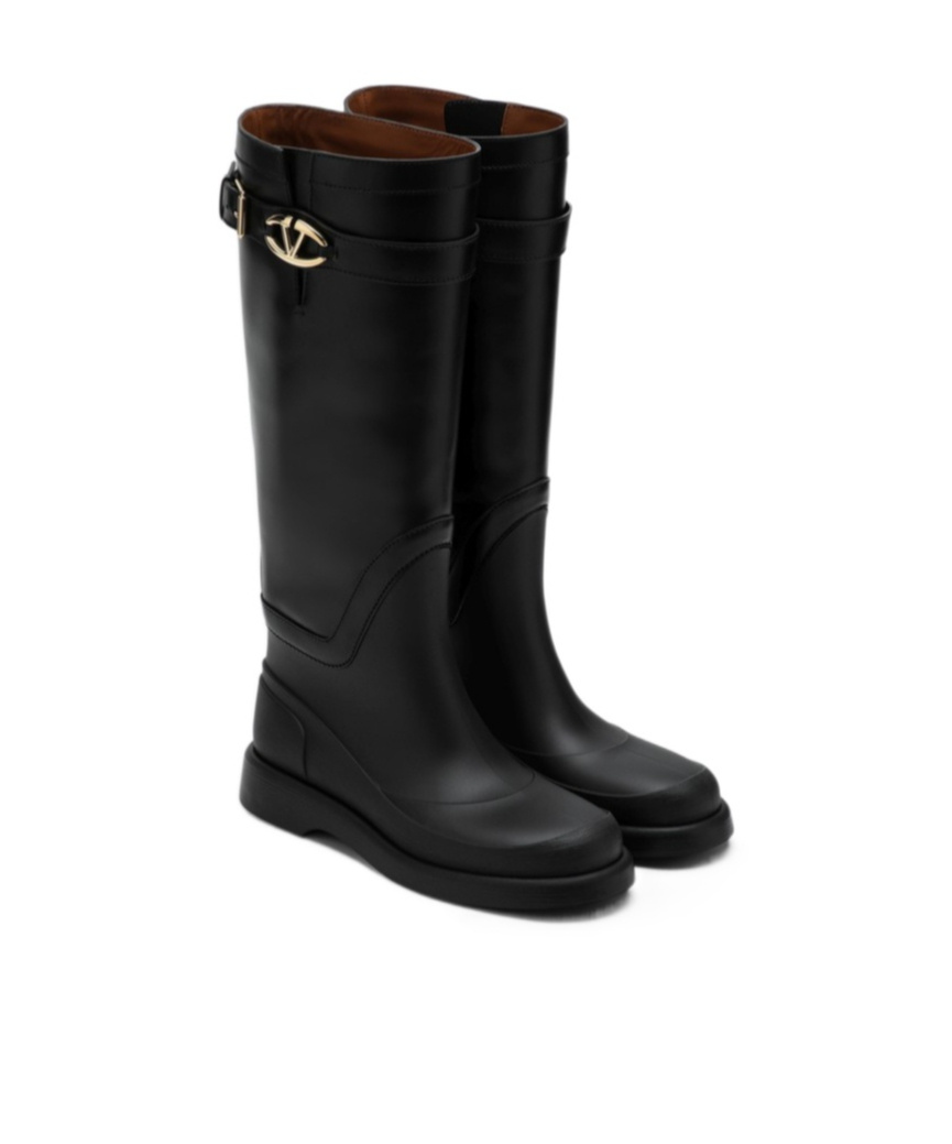 Valentino Rain Boots With Vlogo, The Bold Edition In Black