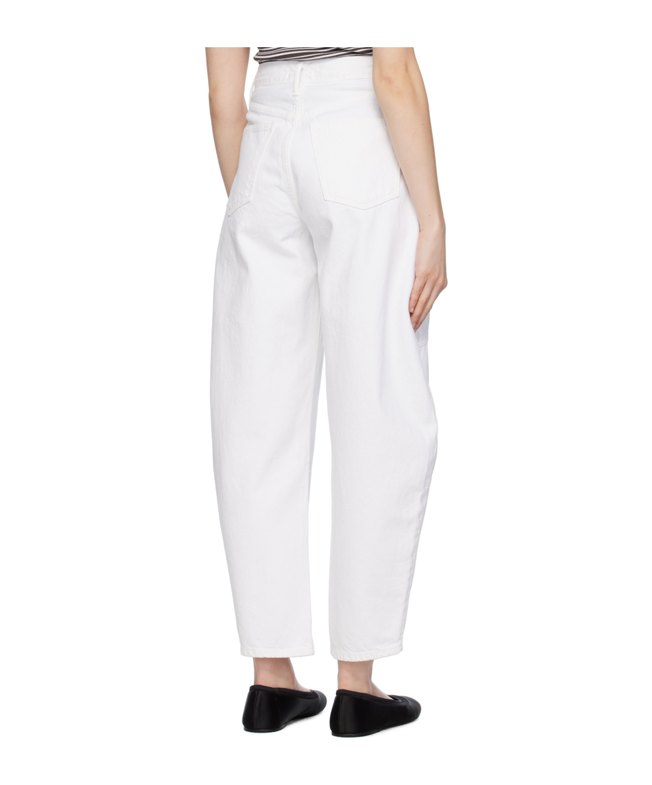 Agolde High Waist Denim Trousers In White