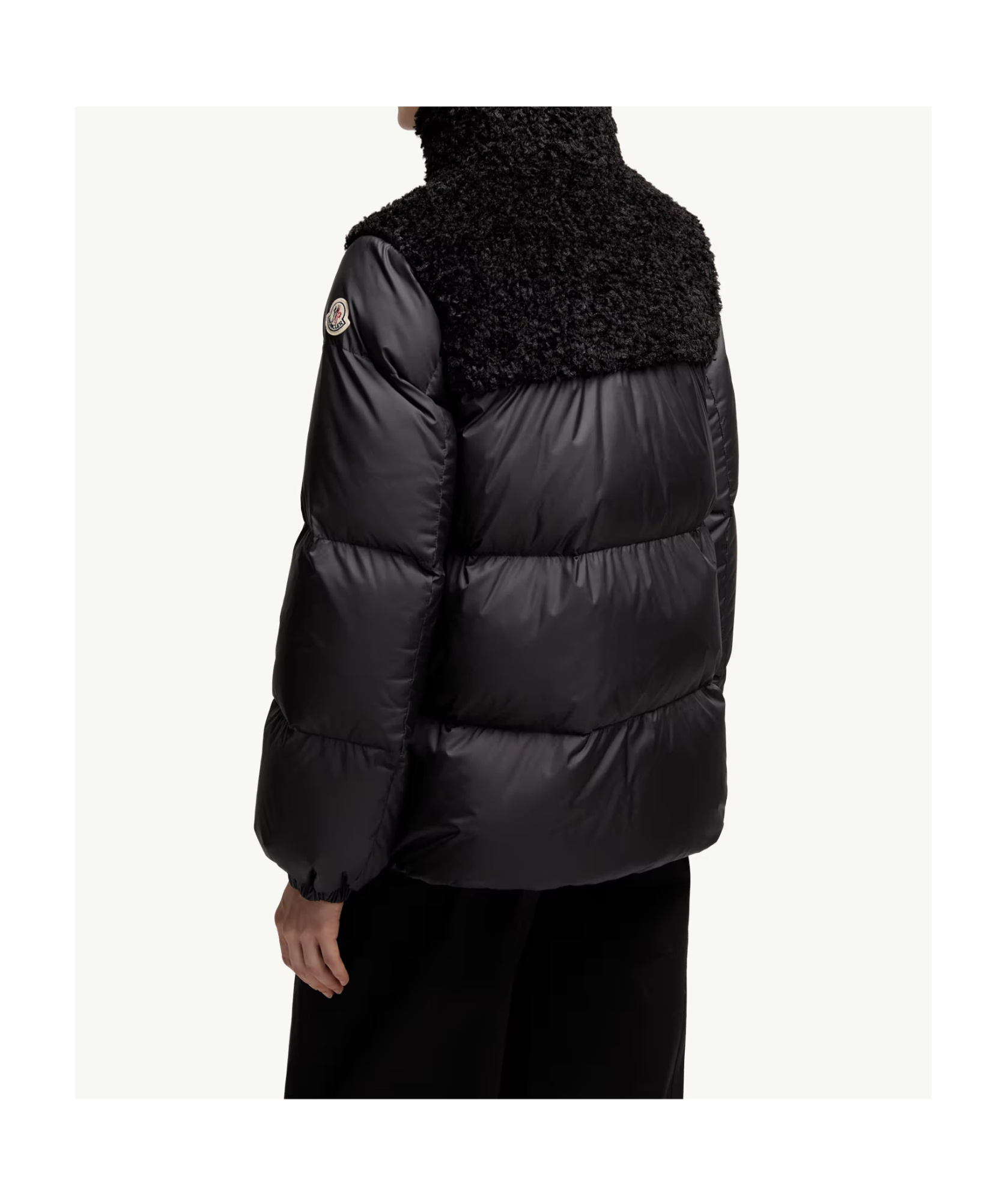 Moncler Esnaie Teddy-trimmed Short Down Jaket In Black