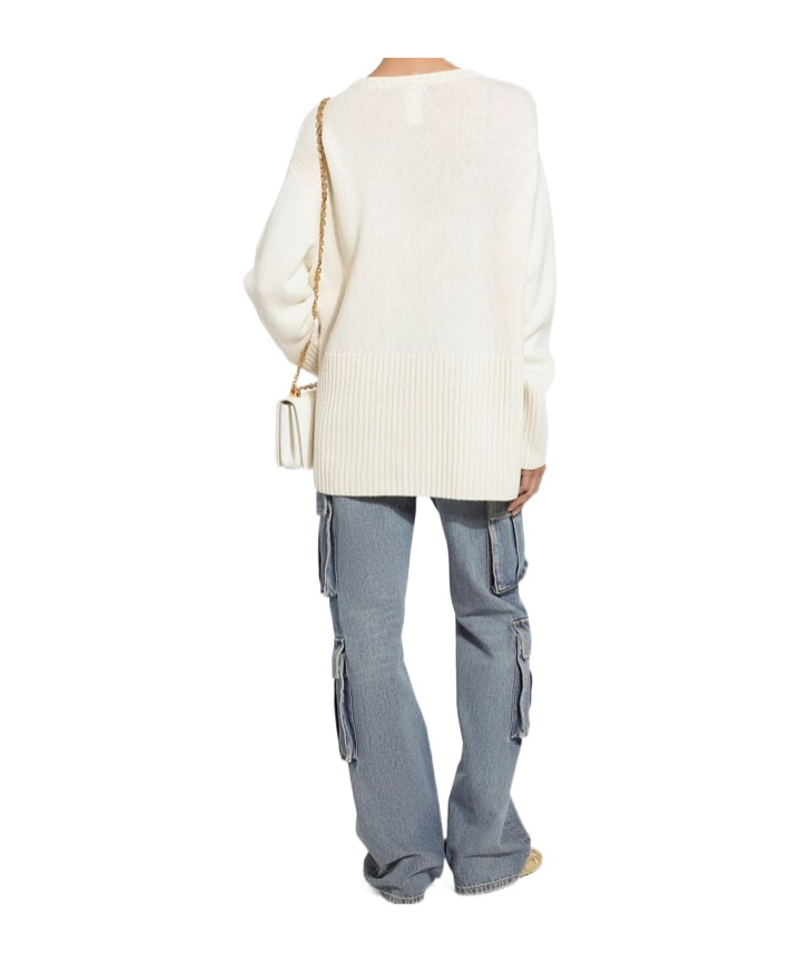 Dolce & Gabbana Cashmere Sweater With Dg Logo Embroidery In White