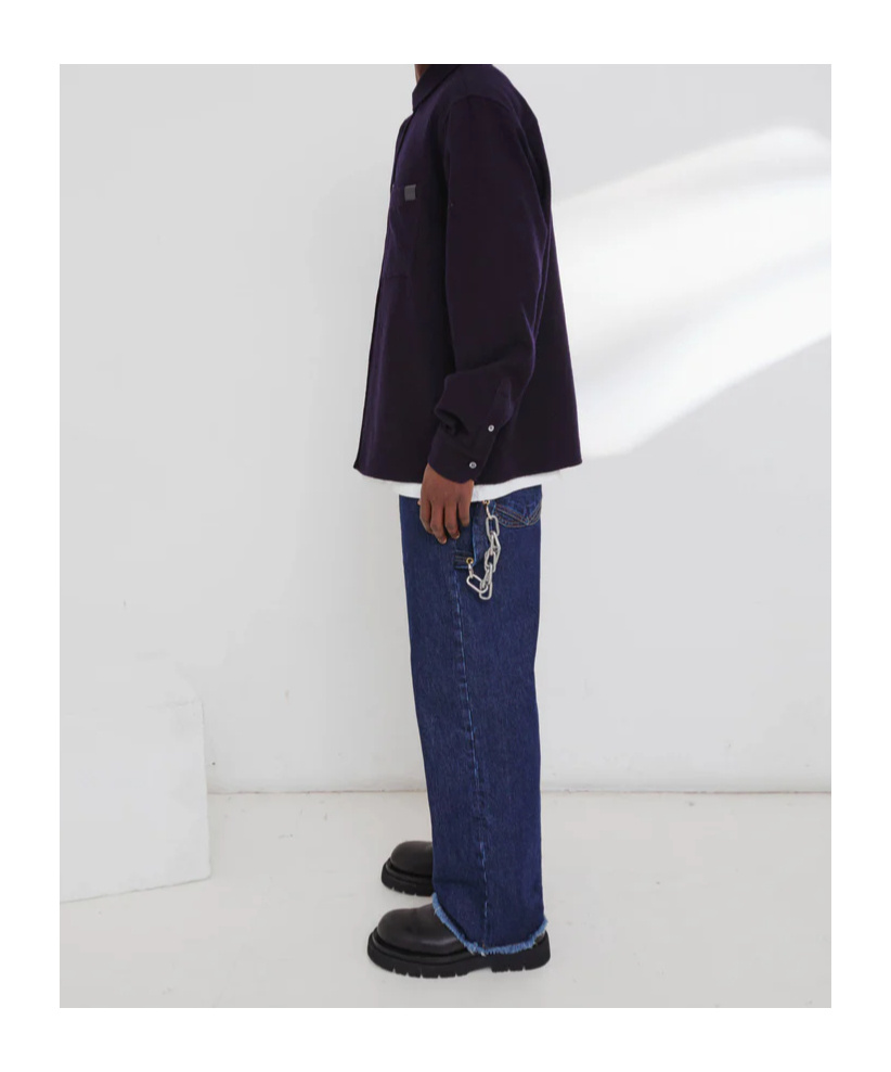 Darkpark Chain Adorned Relax Fit Worker Denim In Blue