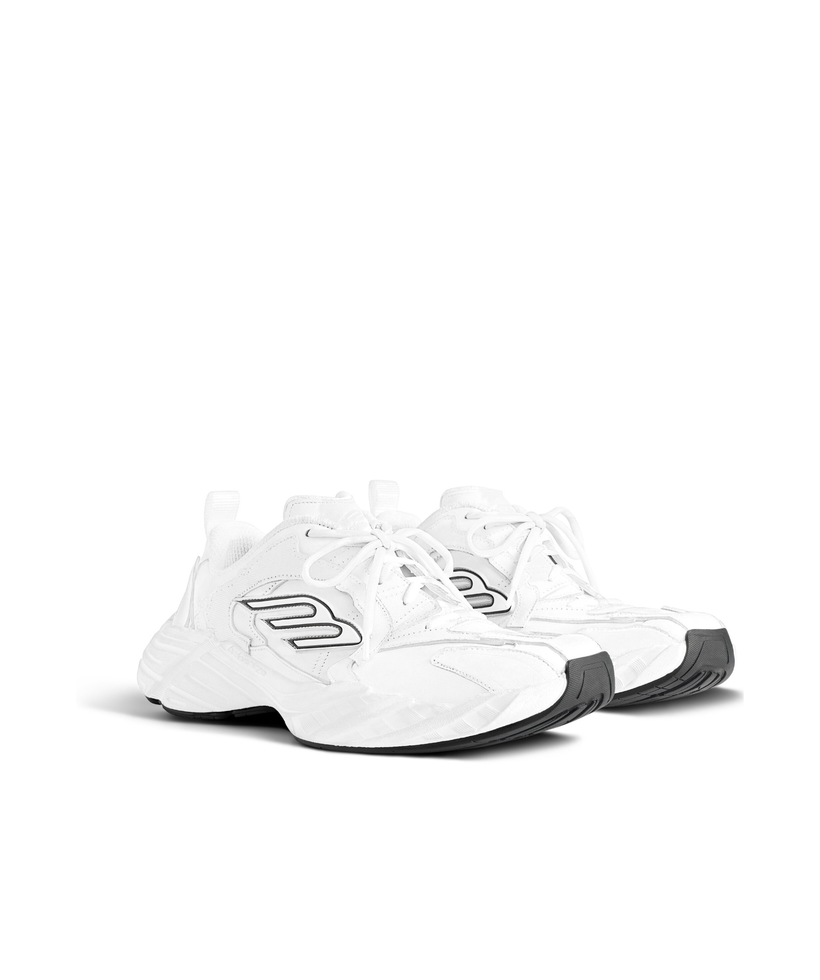 Balenciaga Women Monday Low-top Sneakers In Leather In White/black/gray