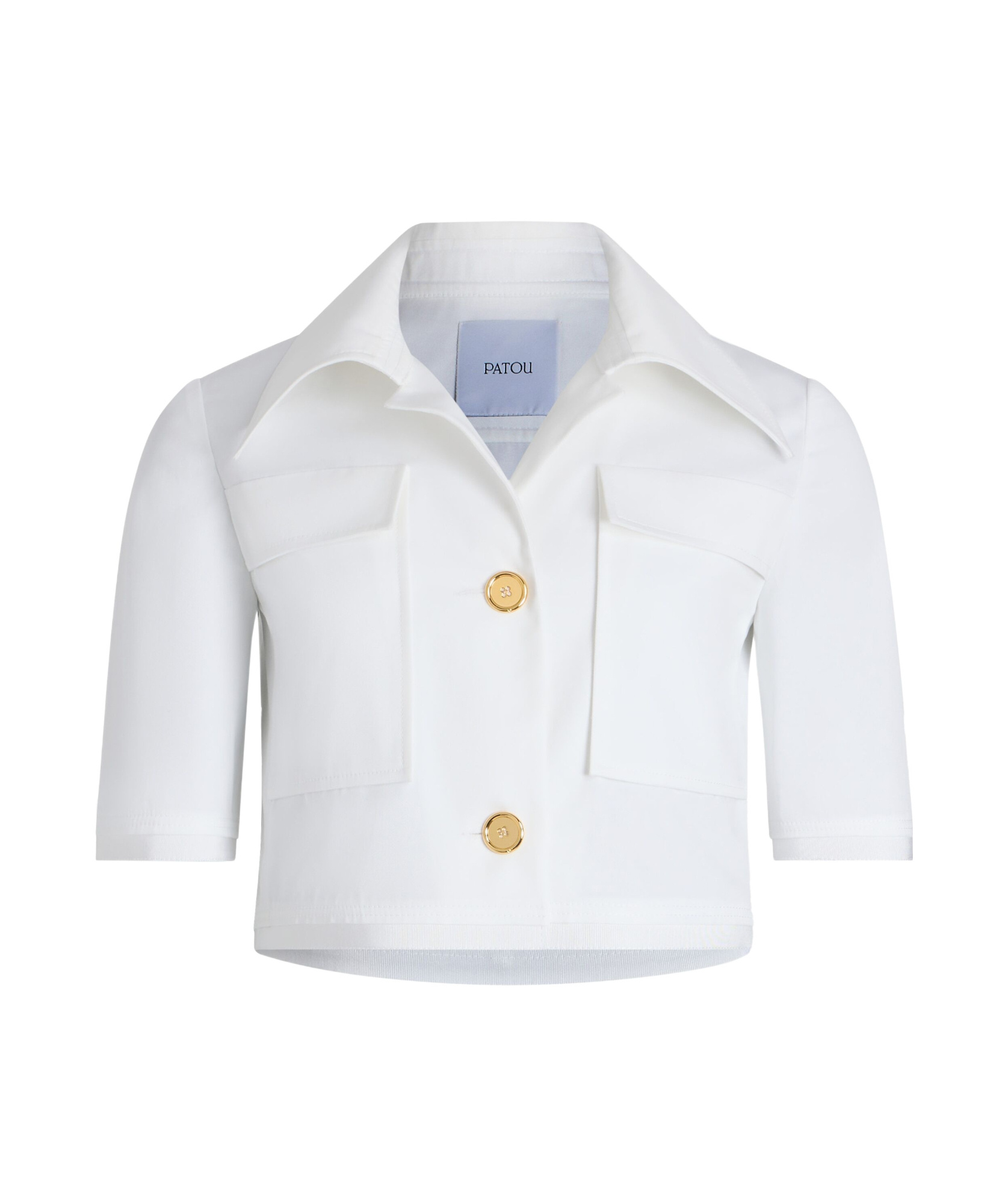 Patou Short-sleeved Cropped Jacket In White