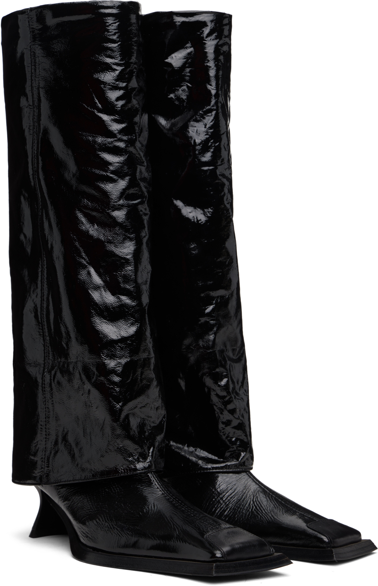 Miista Morgan Fold Over High Boots In Black