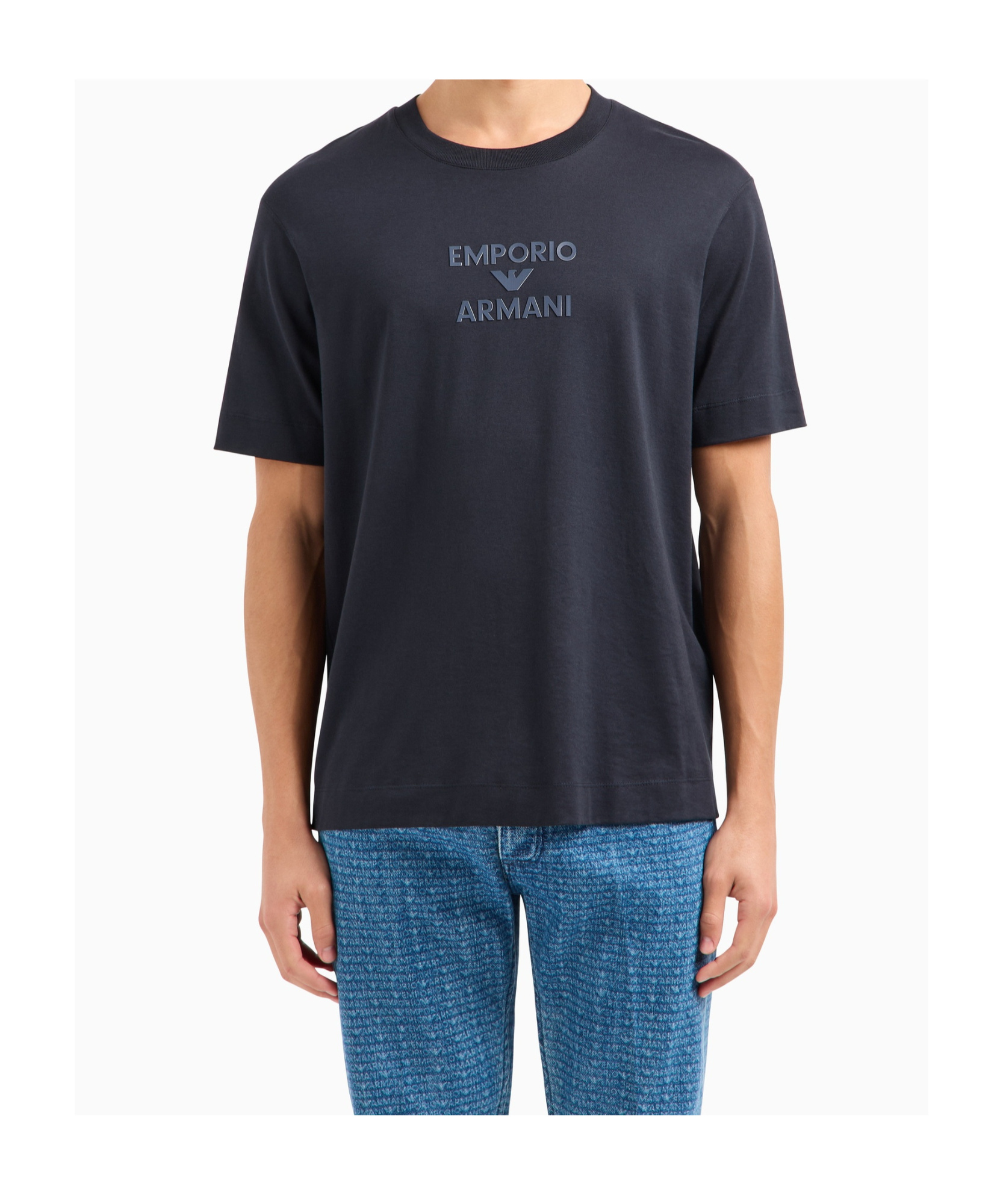 Emporio Armani Logo Cotton T-shirt In Black