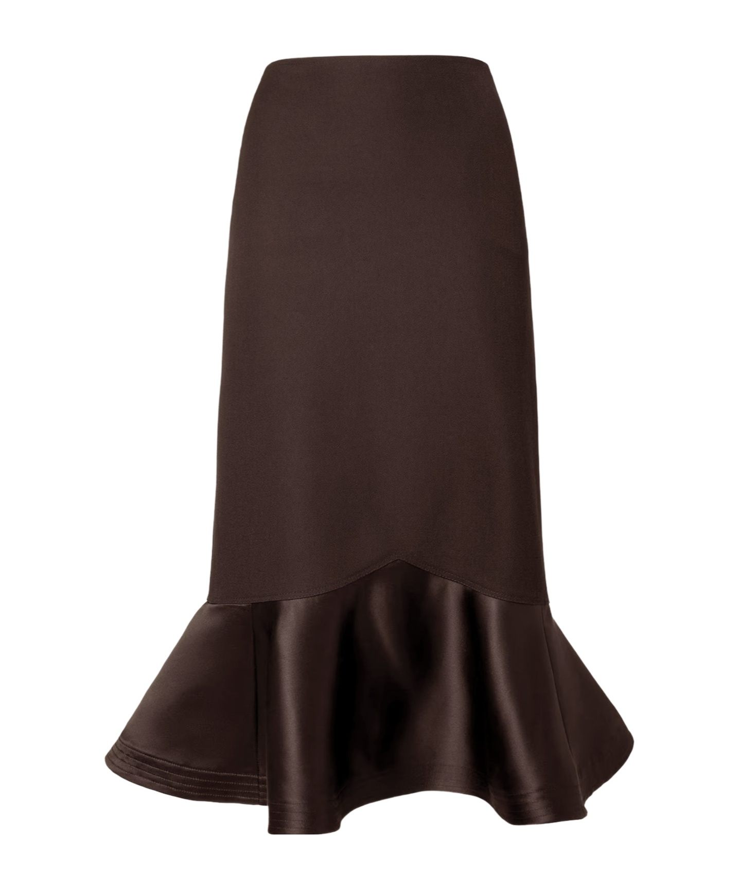 Fendi High Waist Peplum-hem Midi Skirt In Black