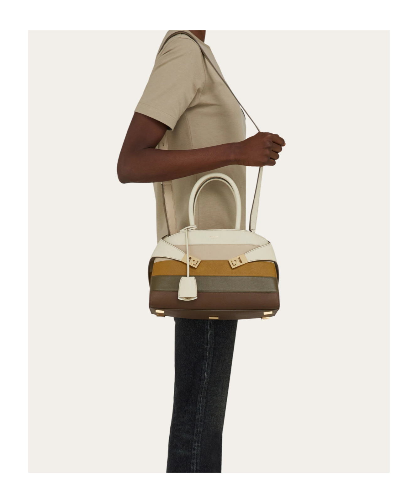 Ferragamo Hug Multicolor Handbag (m) In Multi