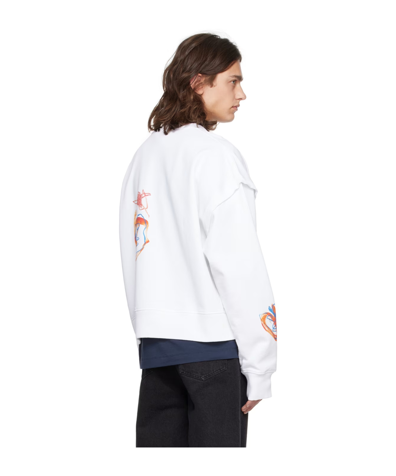 Etudes Studio Pattern Printed Long-sleeved Hoodie In White