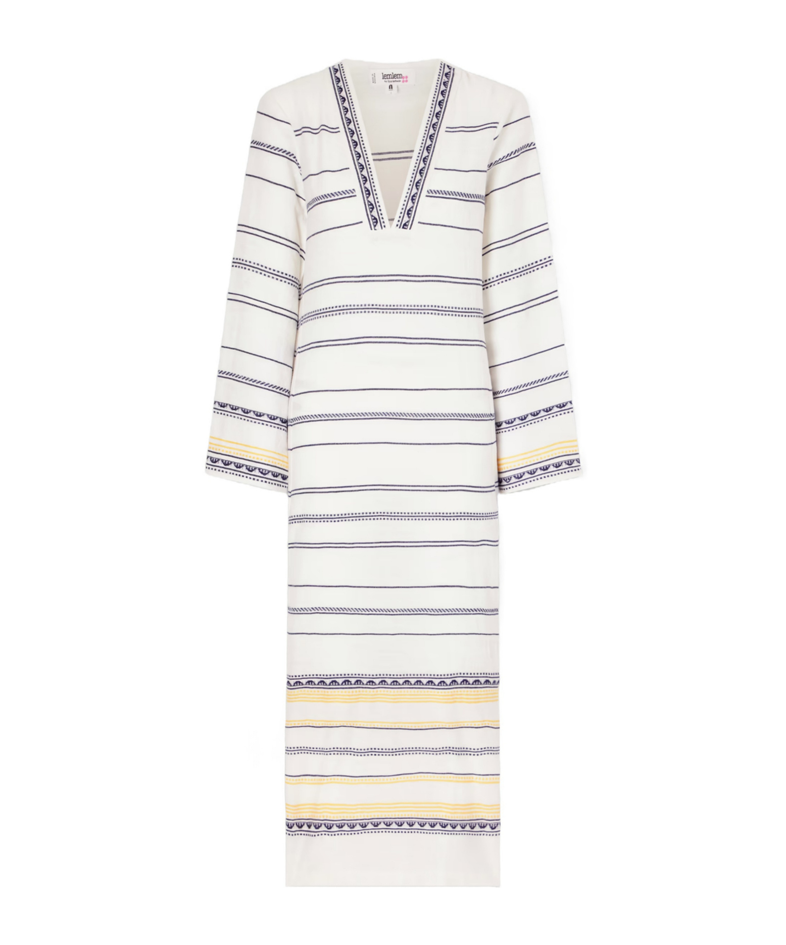 Lemlem Theodora Striped Linen Maxi Dress In White