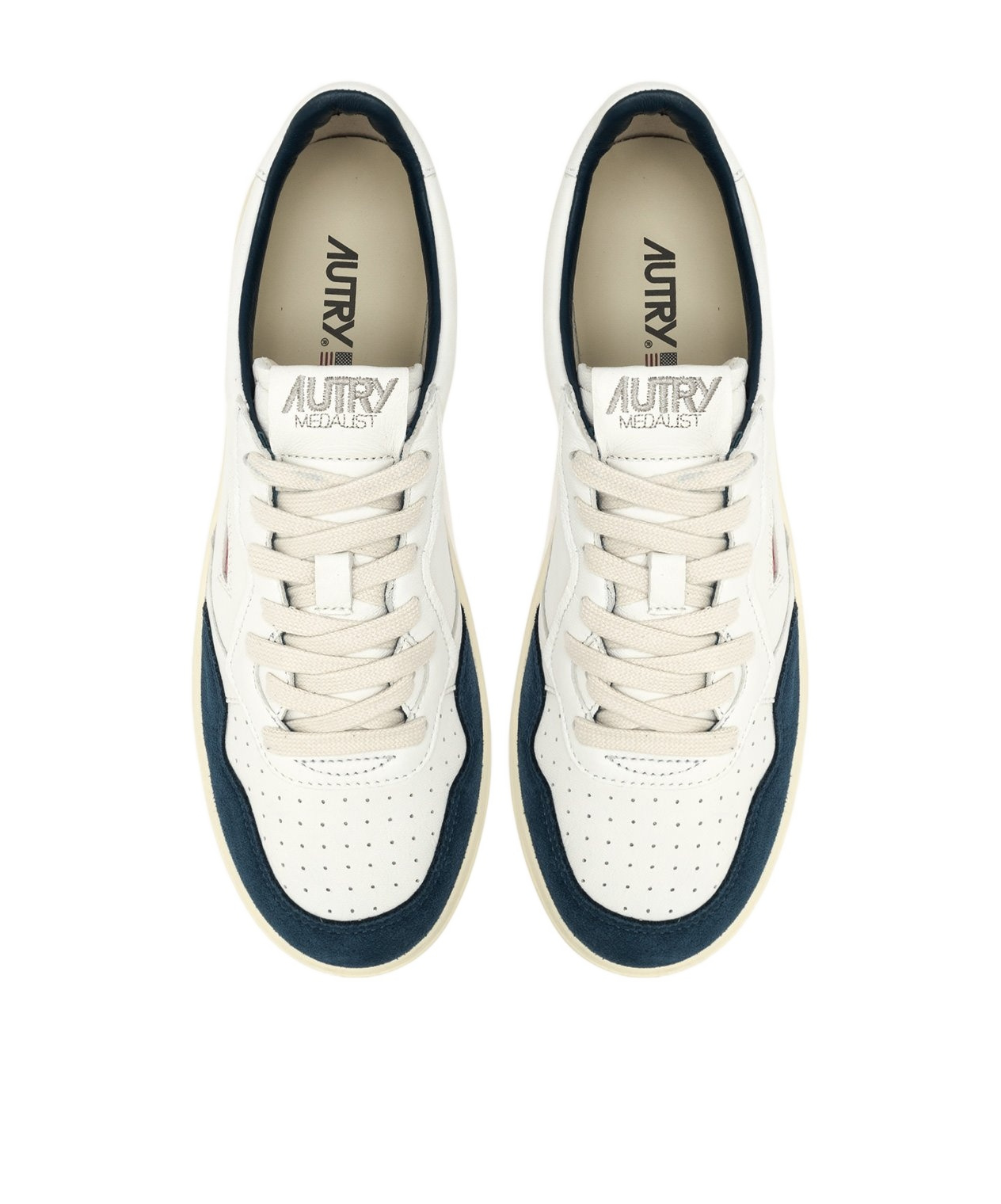 Autry Medalist Sneakers In White And Blue Leather In Multi
