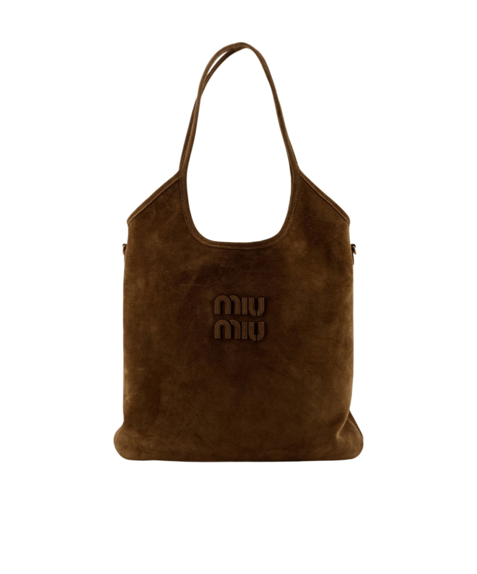 Miu Miu Ivy Suede Logo-detail Shoulder Bag In Brown