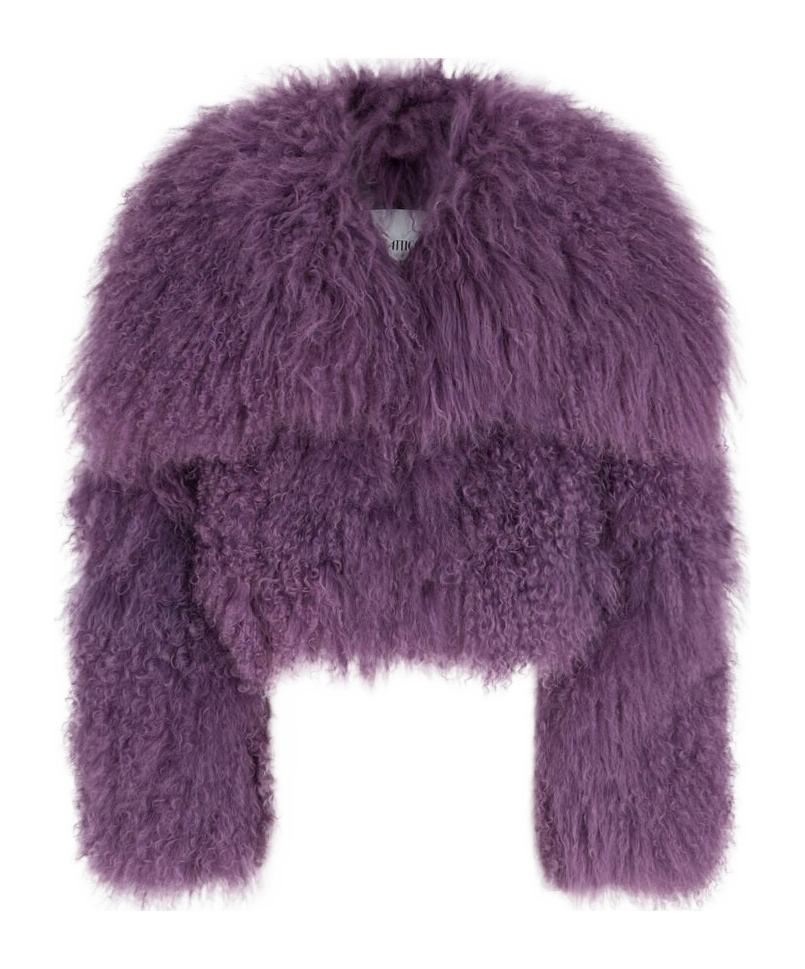 Attico Mongolia Fur Bomber Jacket In Violet In Purple
