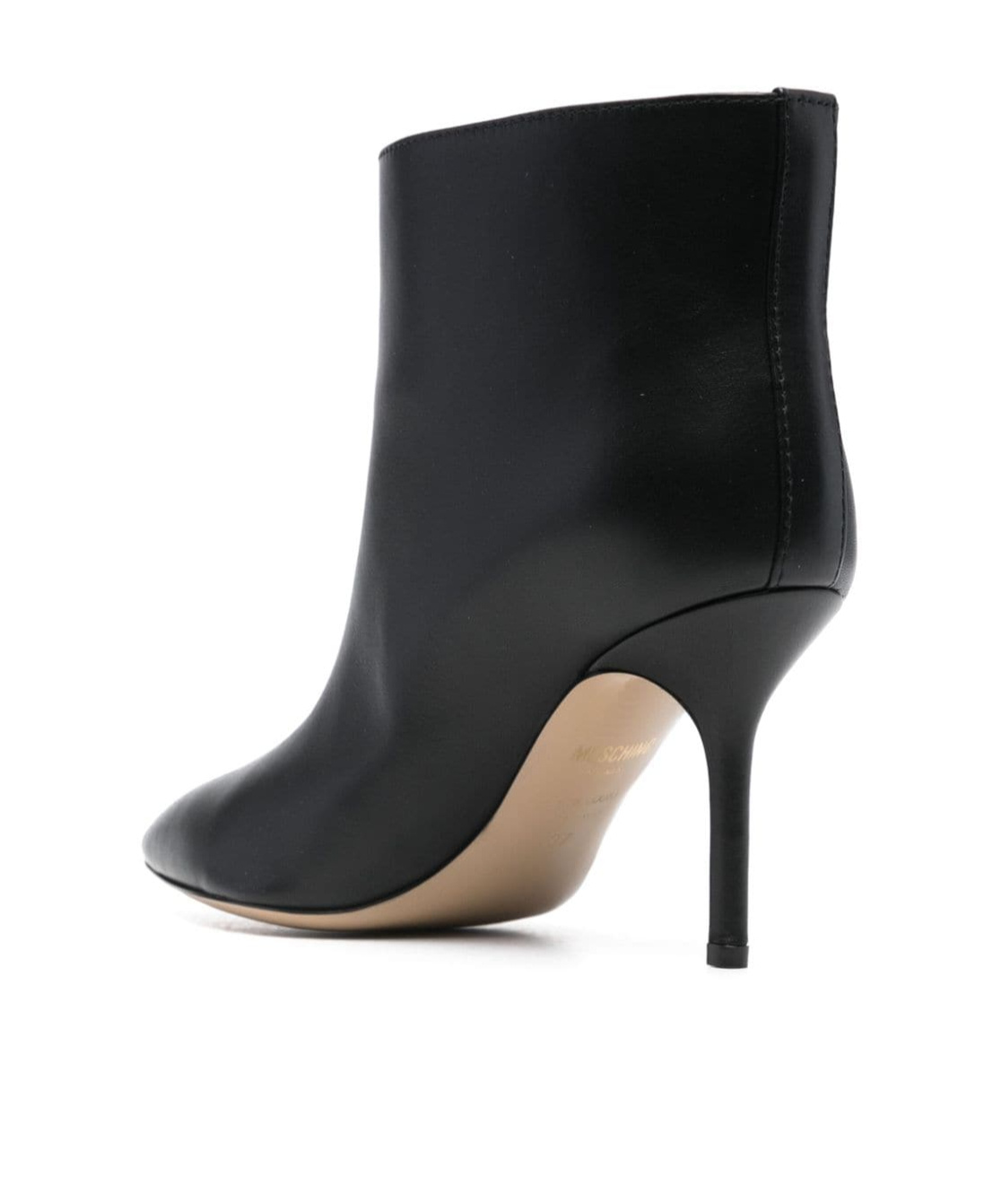 Moschino Stiletto Heel Ankle Boots With Gold Buttons In Black
