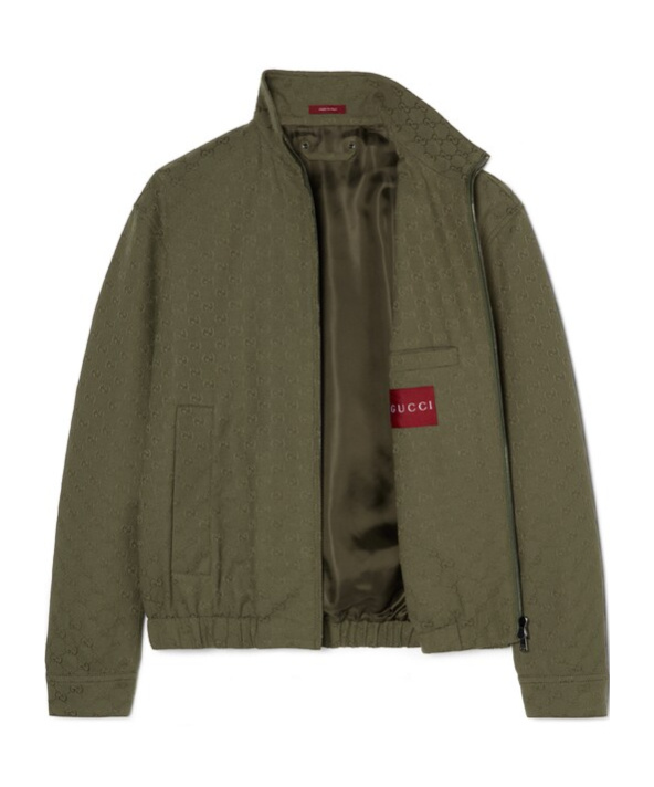 Gucci Mens Rusty Green Monogram-pattern Cotton-blend Blouson Jacket In Green