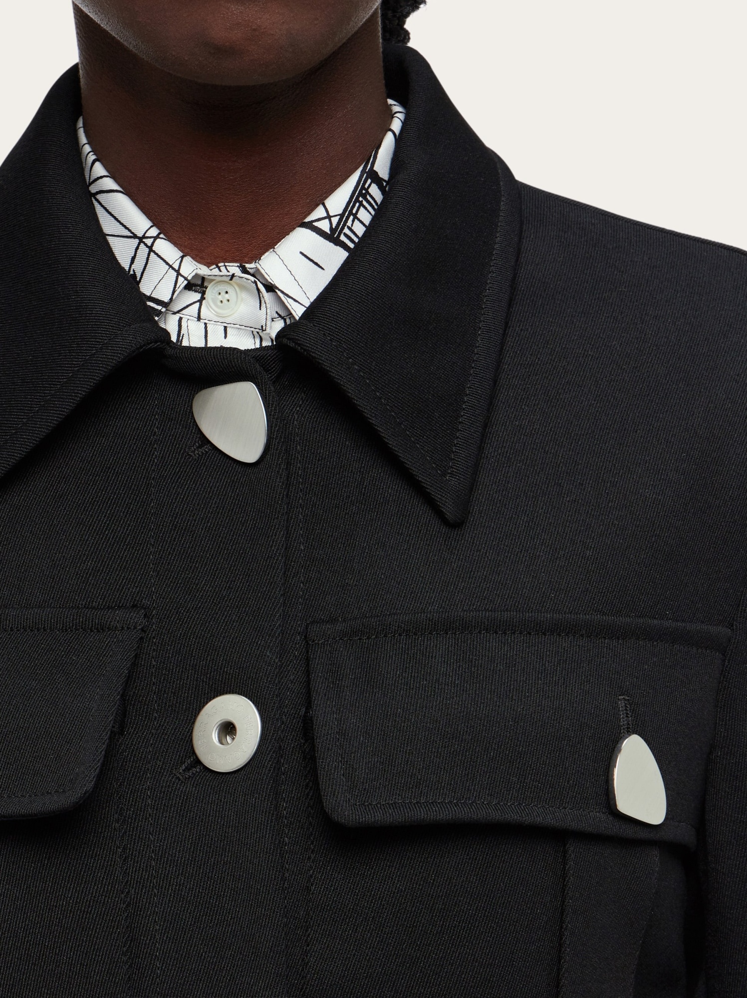 Ferragamo Black Single-breasted Wool Jacket In Black