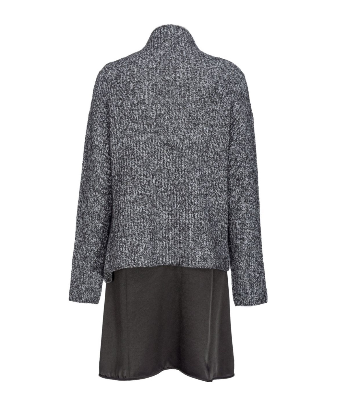 Pinko Bimaterial Dress With Wool Blend Sweater In Black