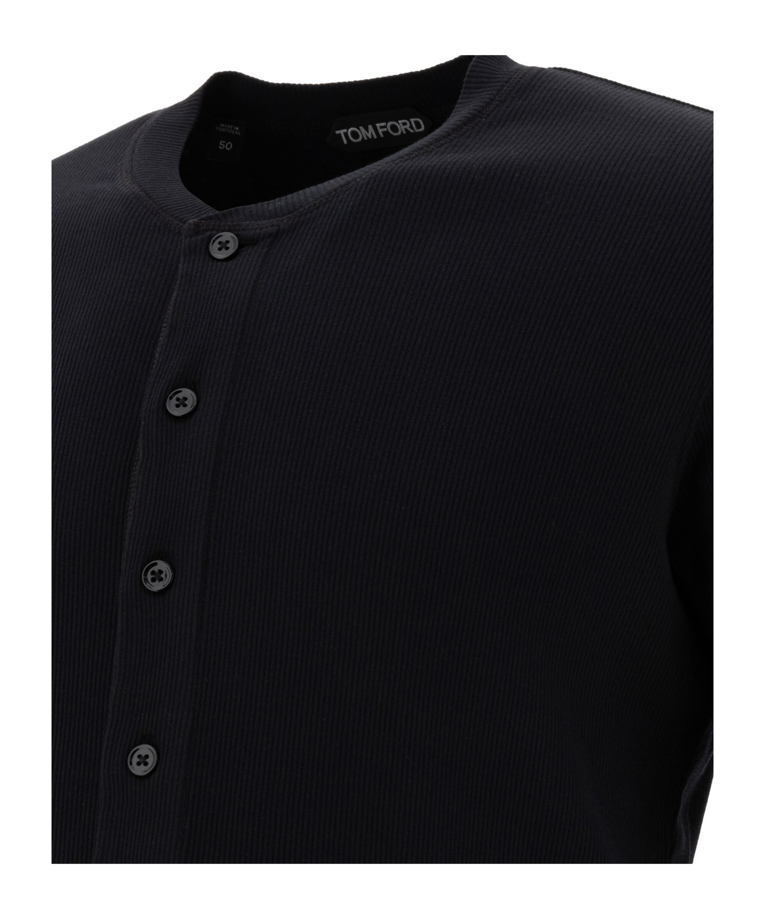 TOM FORD TOM FORD FINE-RIBBED LOGO EMBROIDERED T-SHIRT