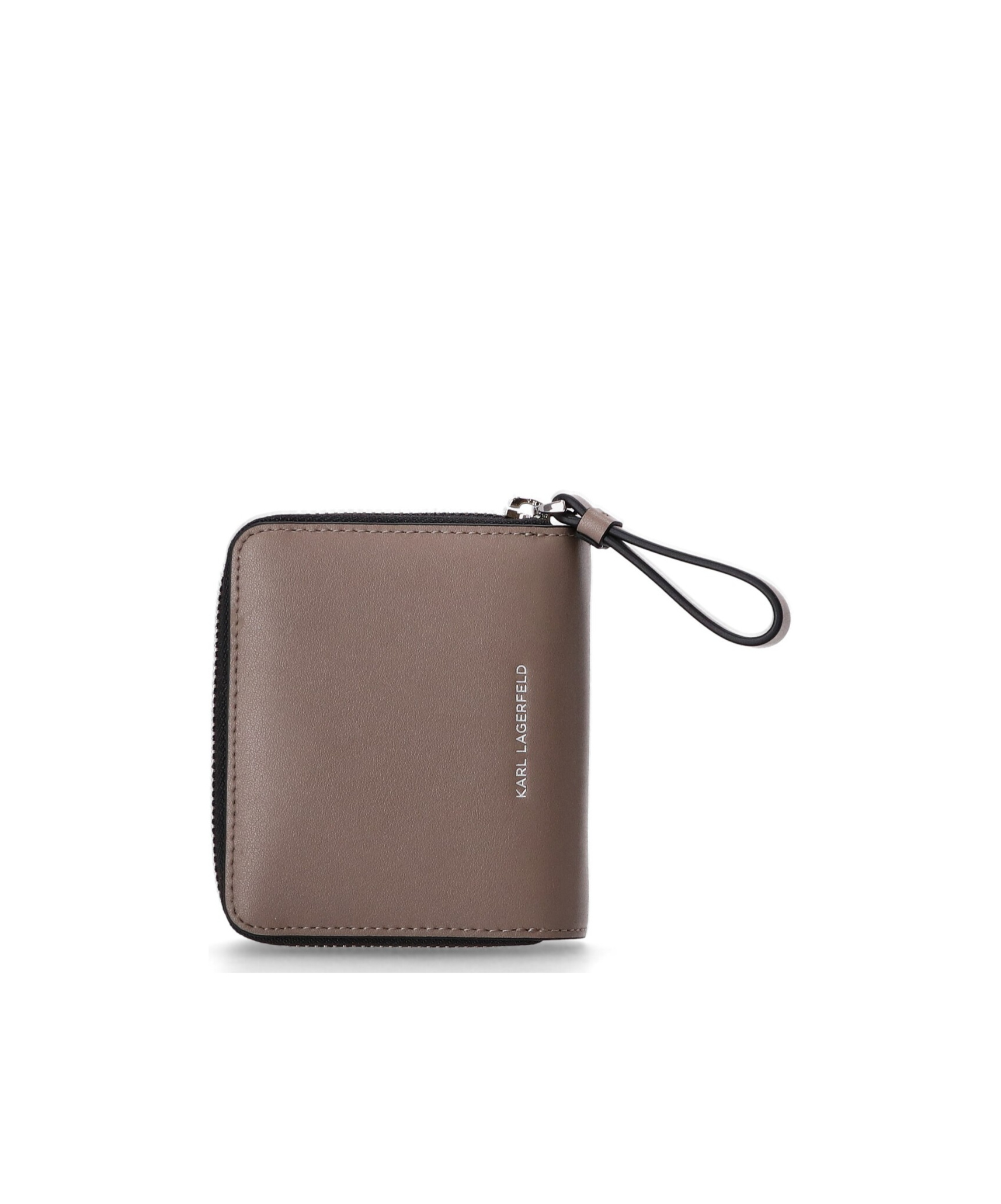 Karl Lagerfeld Round Zipper Wallet In Brown