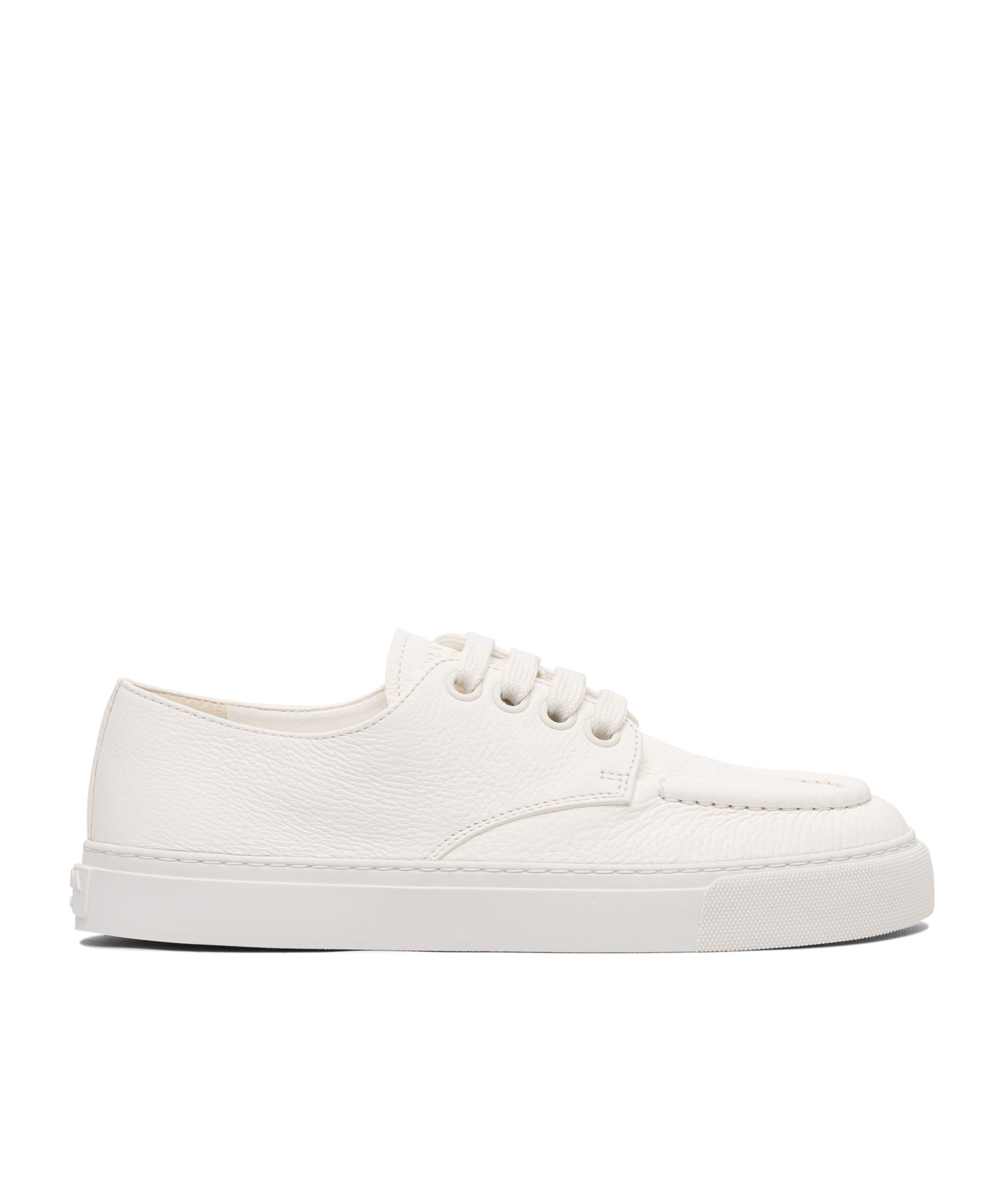 Prada Canvas Sneakers With Round Toe And Rubber Sole In Ivory