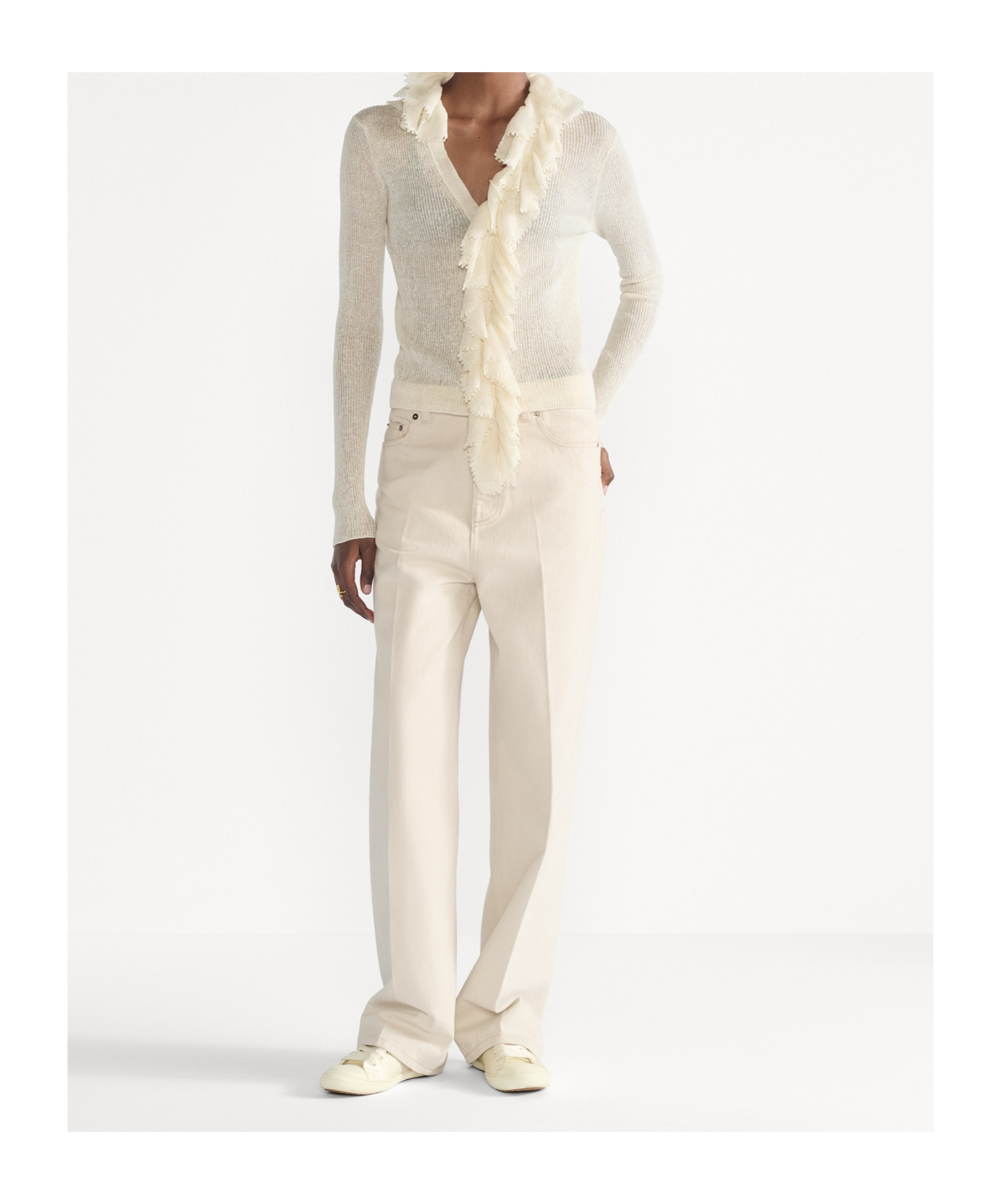 Dior Cardigan With Removable Ruched Collar In White