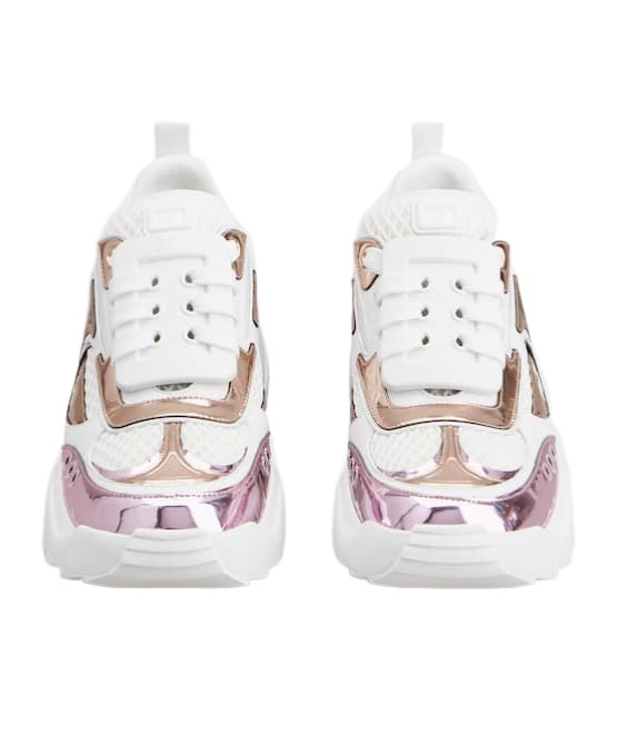 Roger Vivier Viv' On The Run Sneakers In Leather And Fabric In White