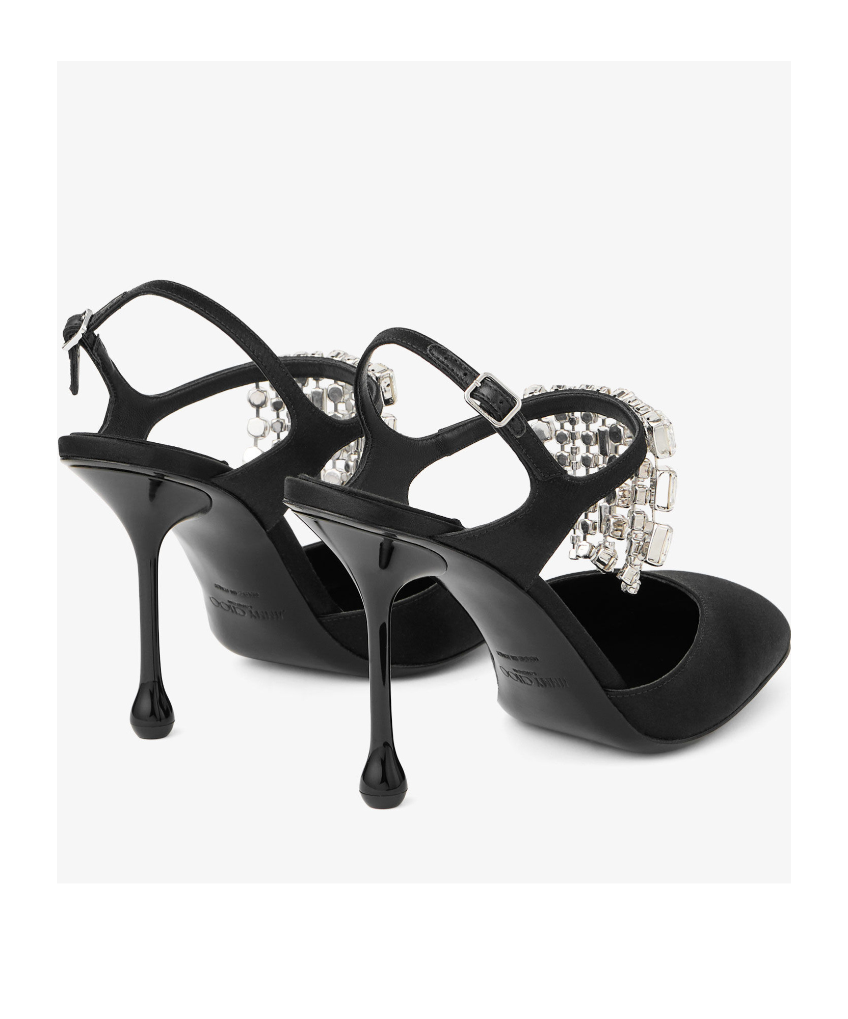 Jimmy Choo Verity 95 Embellished Satin Pumps In Black