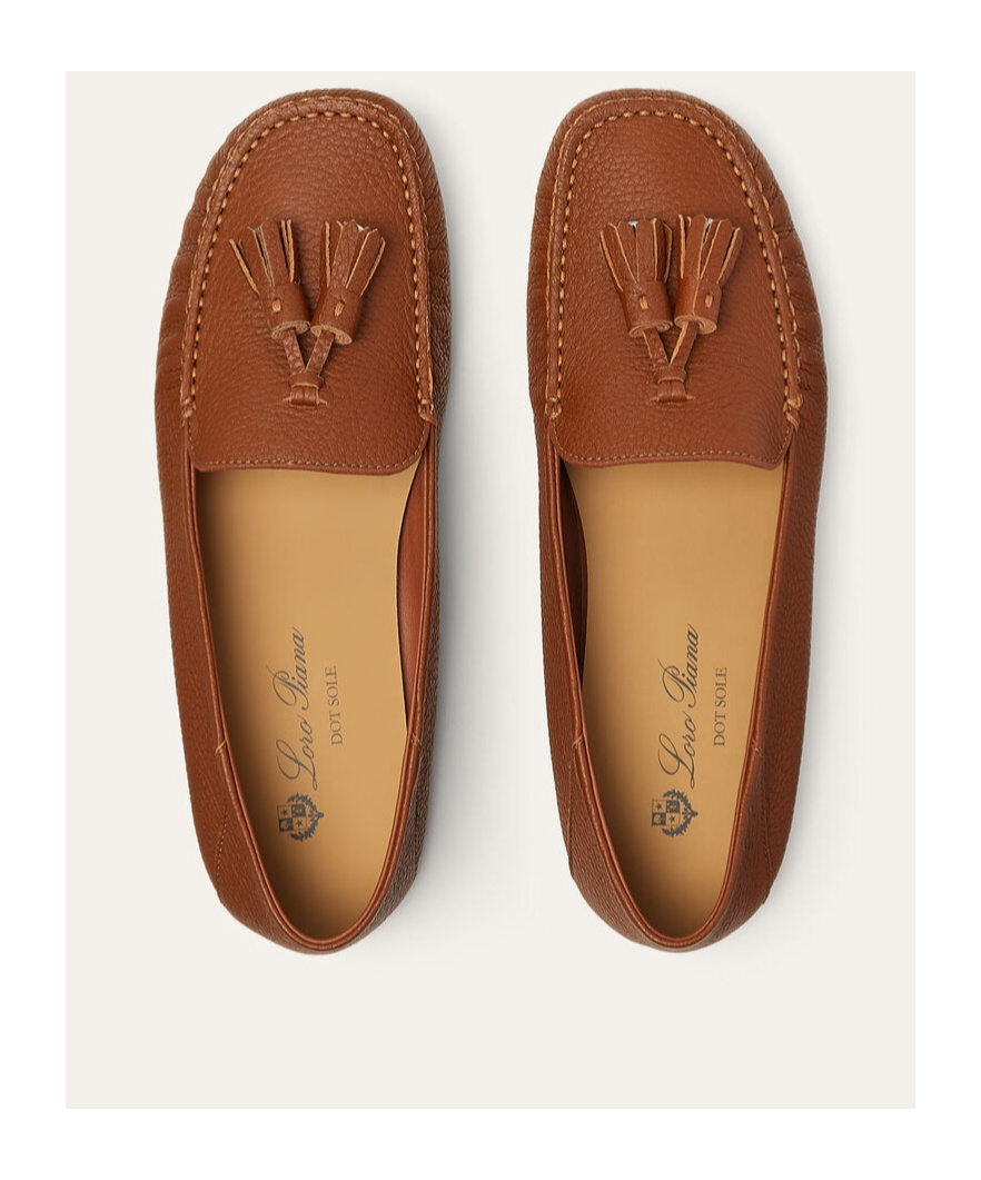 Loro Piana Round-head Flat Shoes In Brown