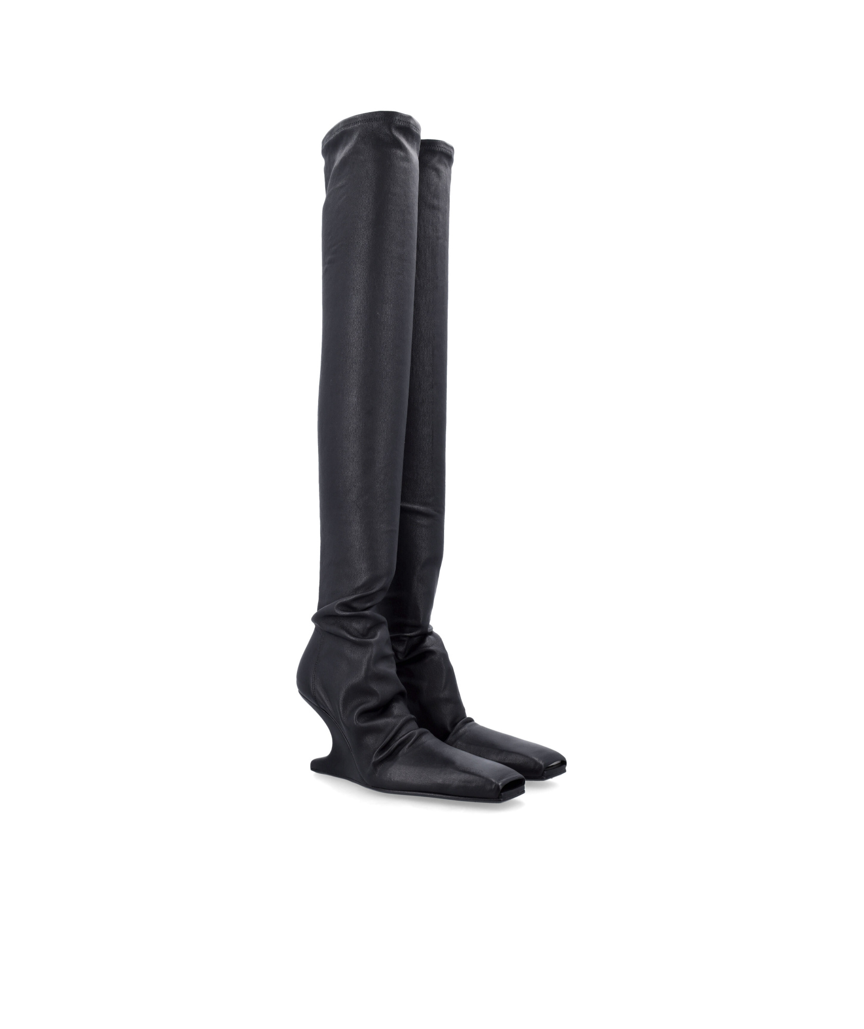 Rick Owens Cantilever Square Toe Above-knee Boots In Black