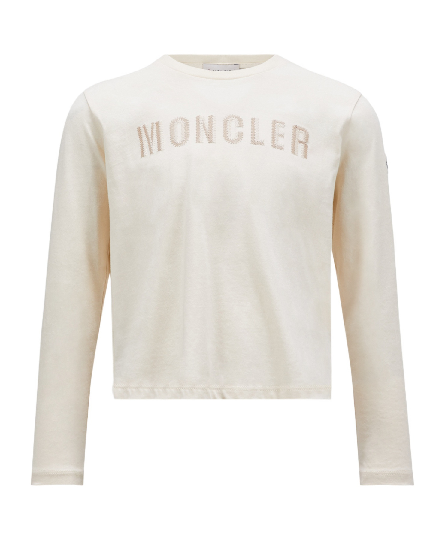 Moncler Embroidery Logo Round Collar Long-sleeved T-shirt In Nude