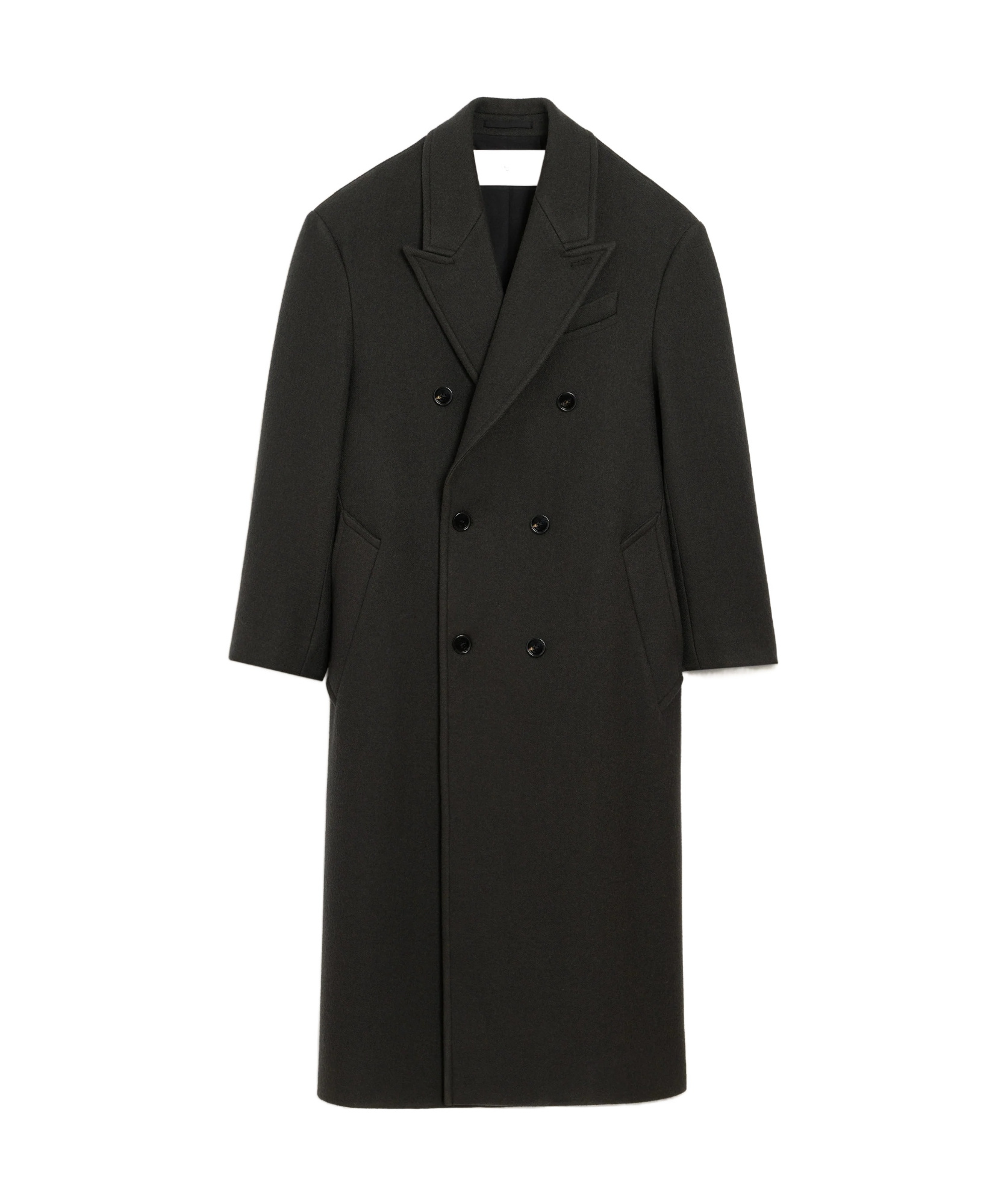 Ami Alexandre Mattiussi Black Wool Double Breasted Long Coat Grey In Black