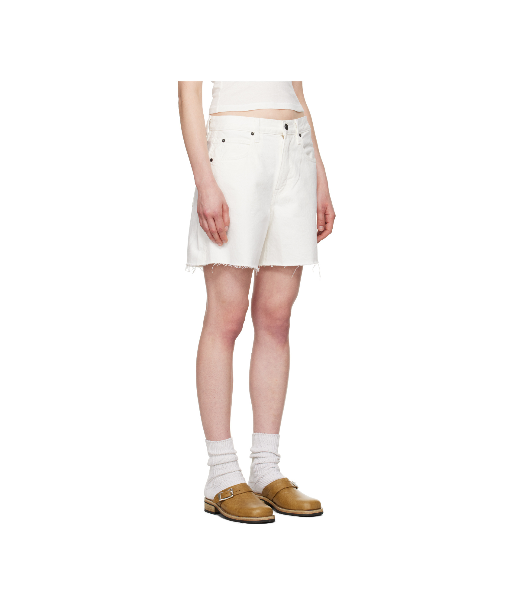 Slvrlake Sienna High-waisted Denim Shorts In White