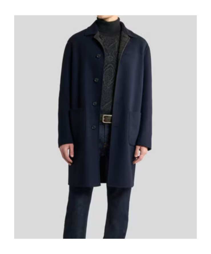 Etro Reversible Wool-blend Coat In Blue
