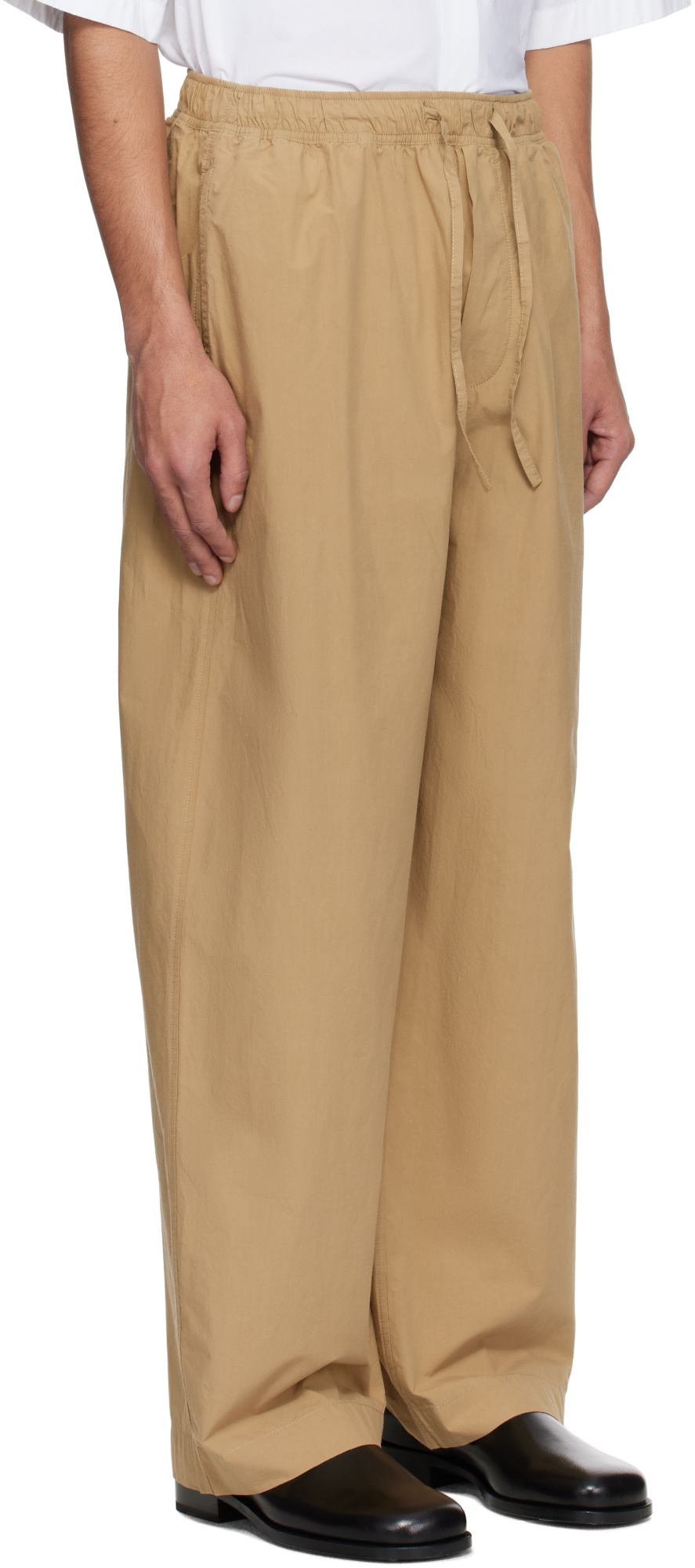 Studio Nicholson Elastic Waist Casual Pants In Sand-colored