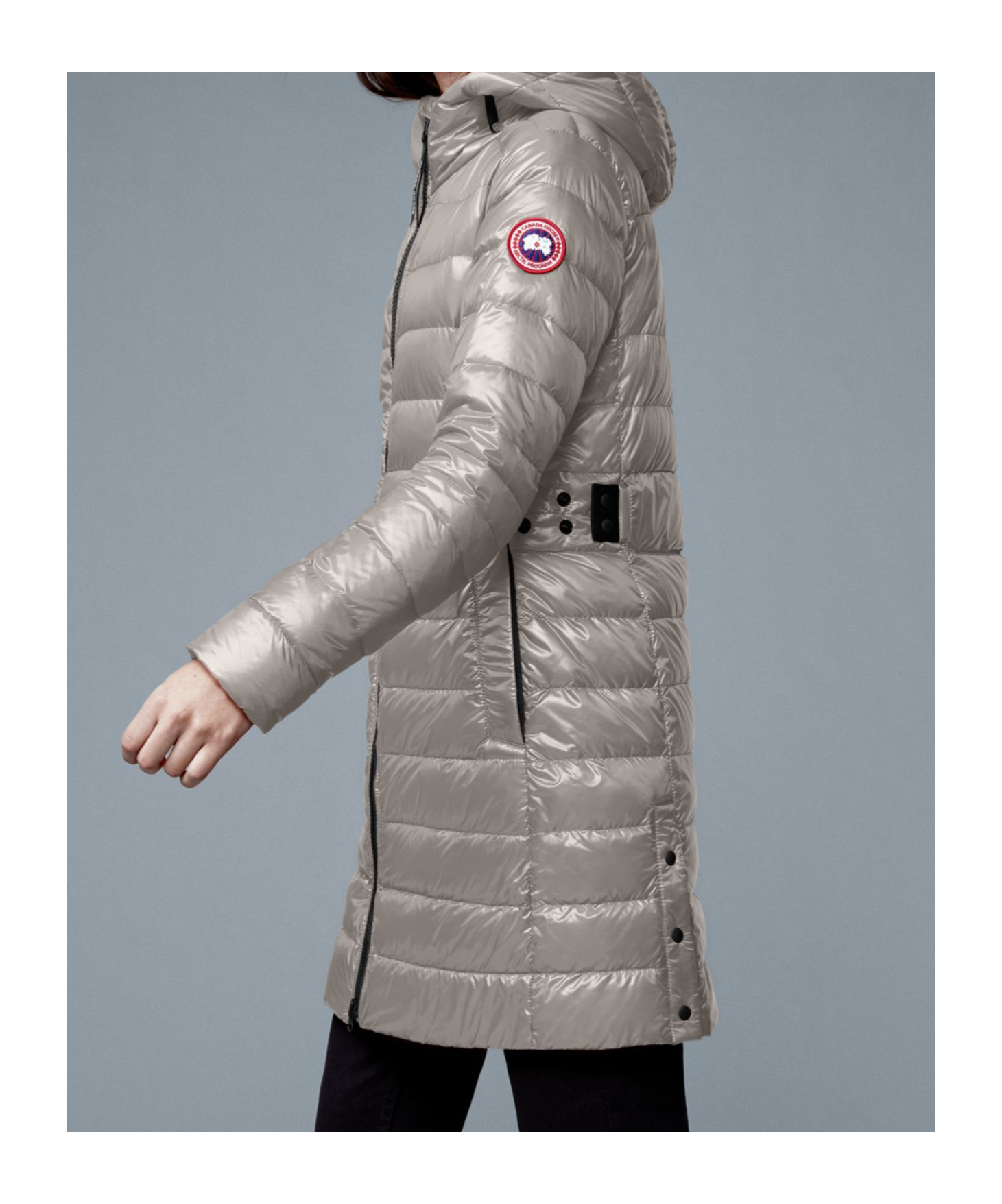 Canada Goose Black Recycled Polyamide Hooded Jacket For Women In Nude