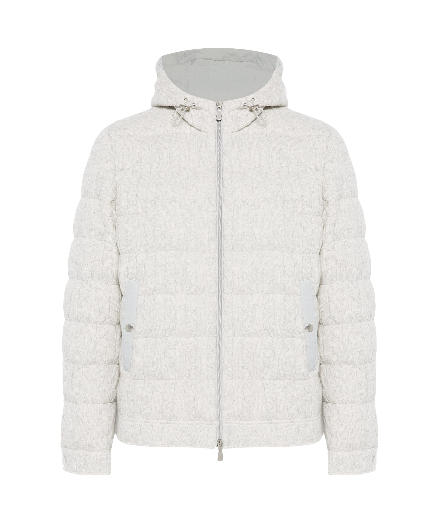 Eleventy Cable-knit Puffer Jacket In White