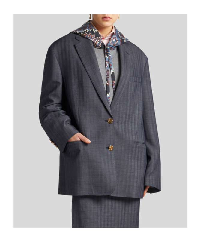 Etro Logo-engraved Buttons Oversized Jacket In Black