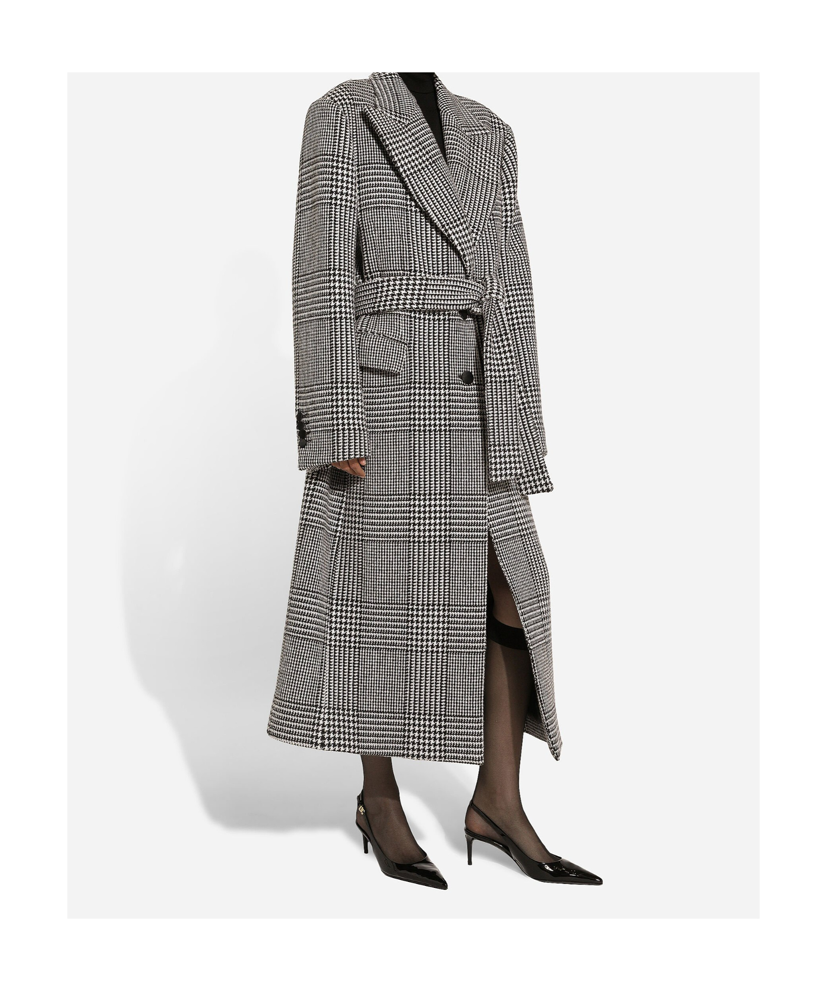 Dolce & Gabbana Check-pattern Coat In Black