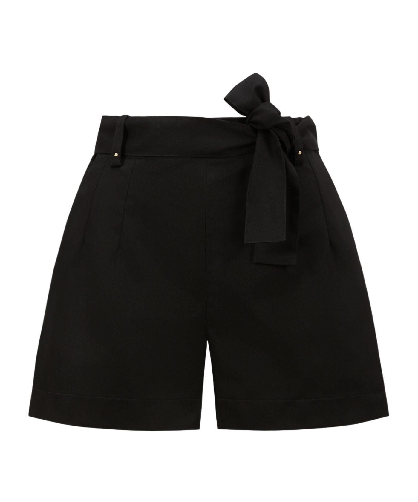 Moncler Belted Gabardine Shorts In Black