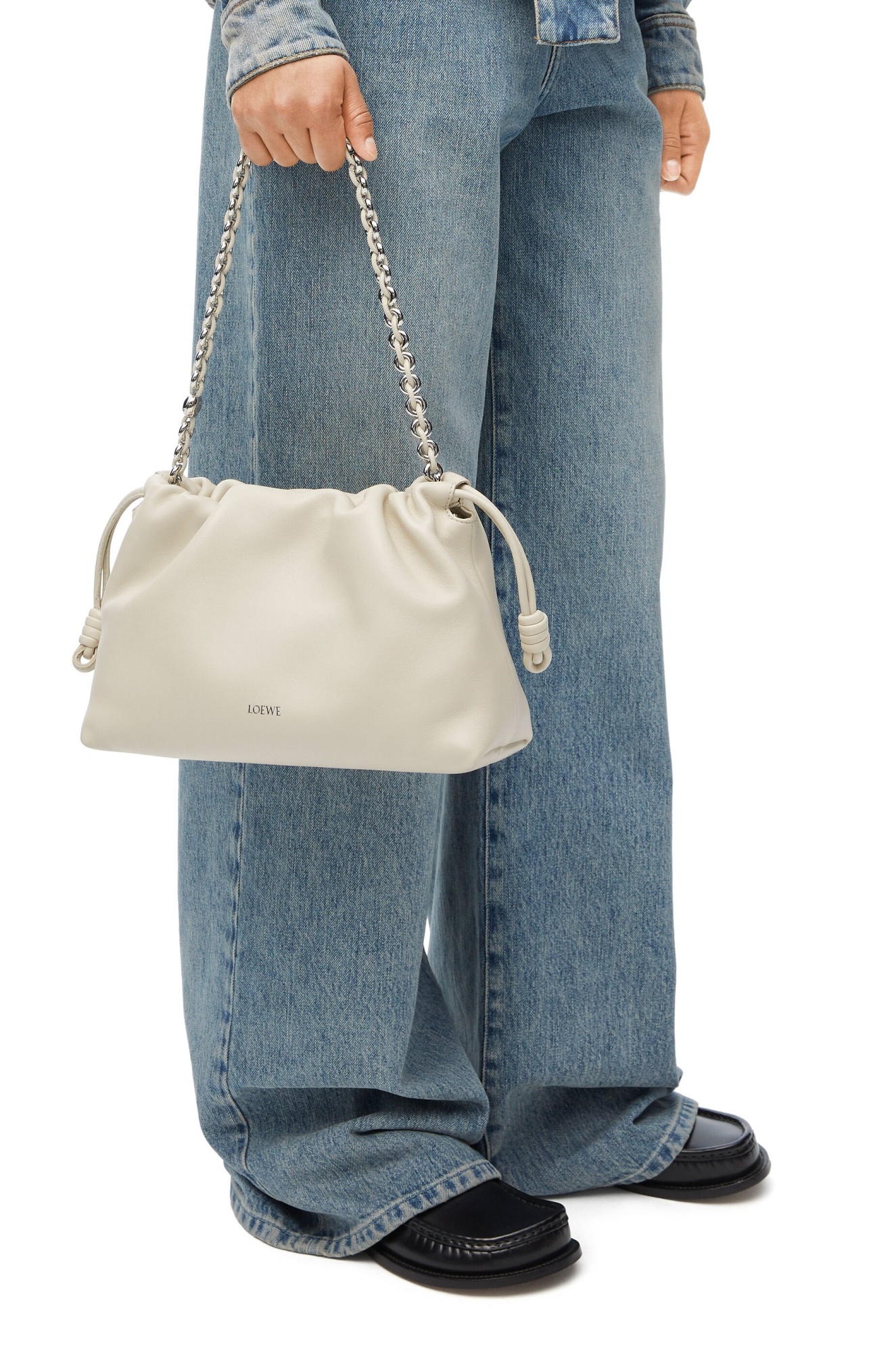 Loewe Flamenco Medium Drawstring Shoulder Bag In Neutral