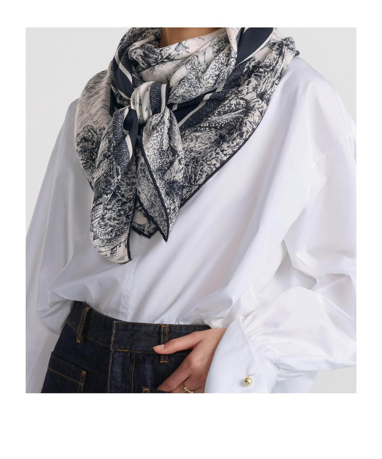 Dior Printed Scarf In Gray