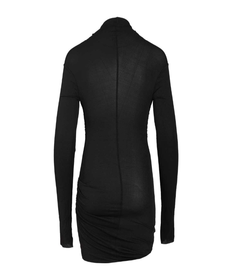 Rick Owens Lilies Asymmetric Long-sleeved Dress In Black