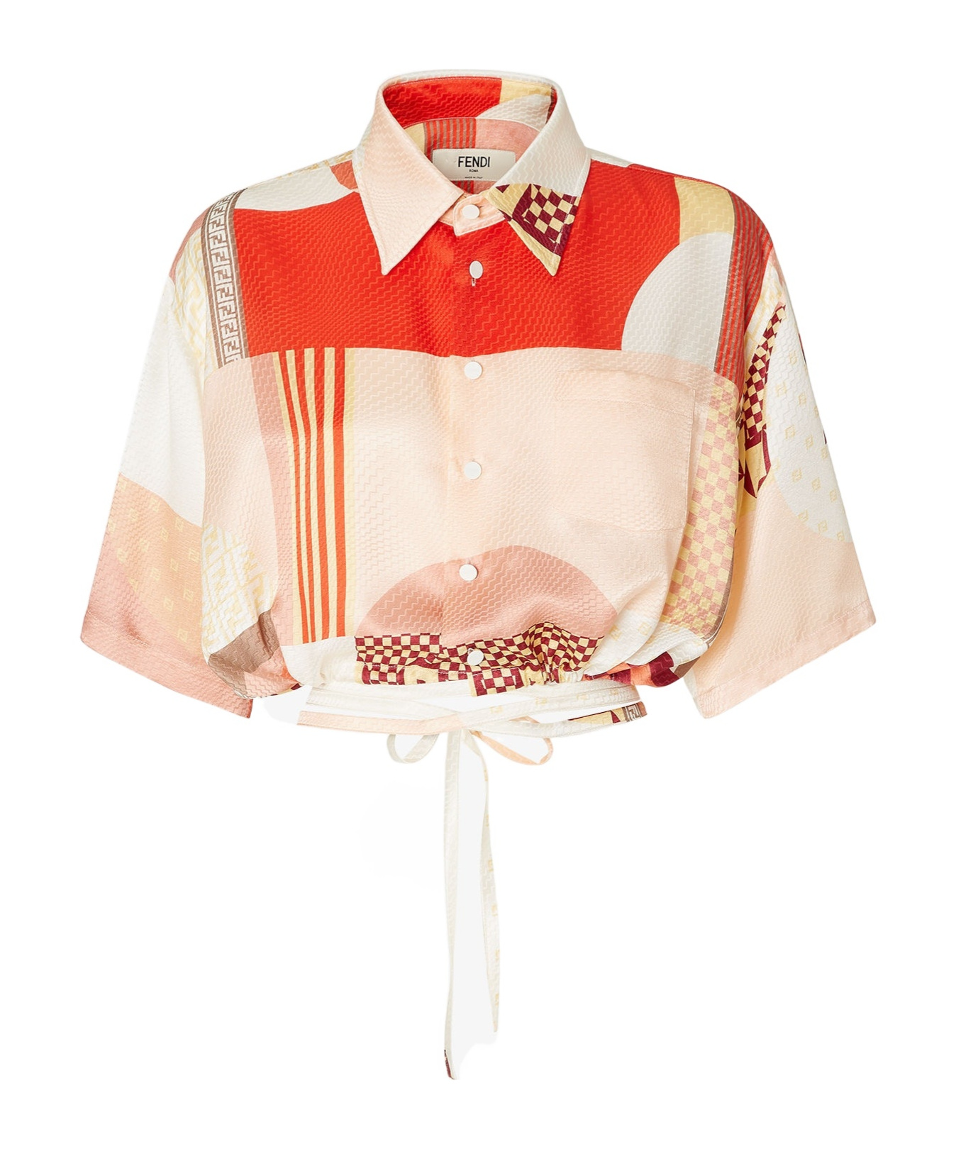 Fendi Pink Silk Shirt With Patchwork Print