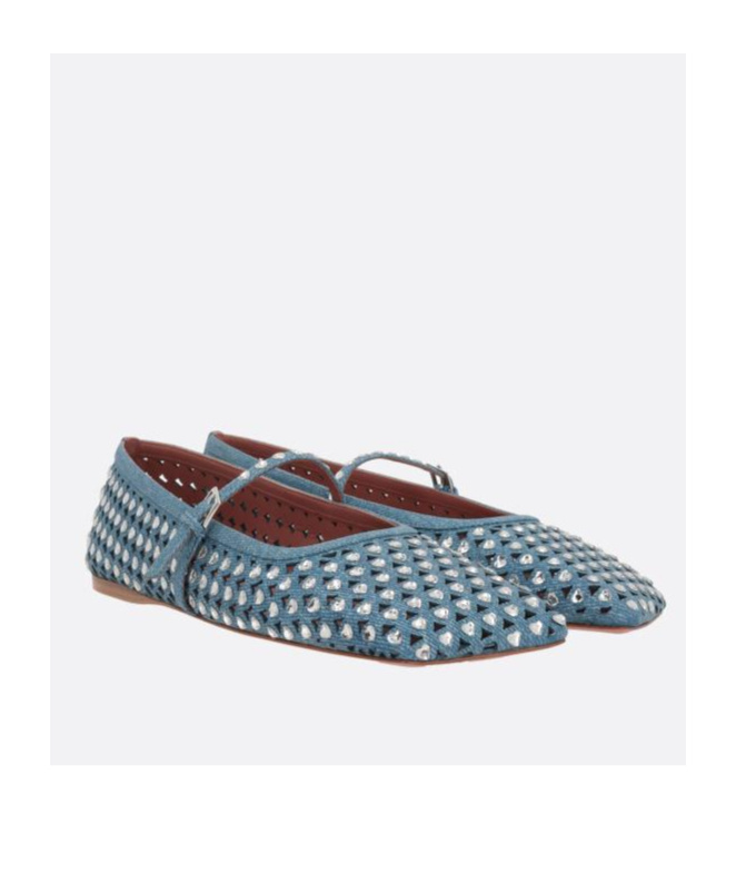 Shop Amina Muaddi Square-toed Ballet Shoes In Blue