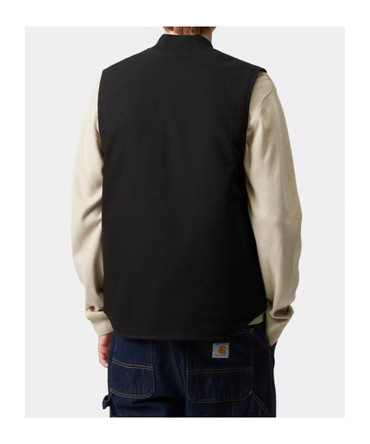 Carhartt Canvas Waistcoat Front Pockets Sleeveless Design In Black