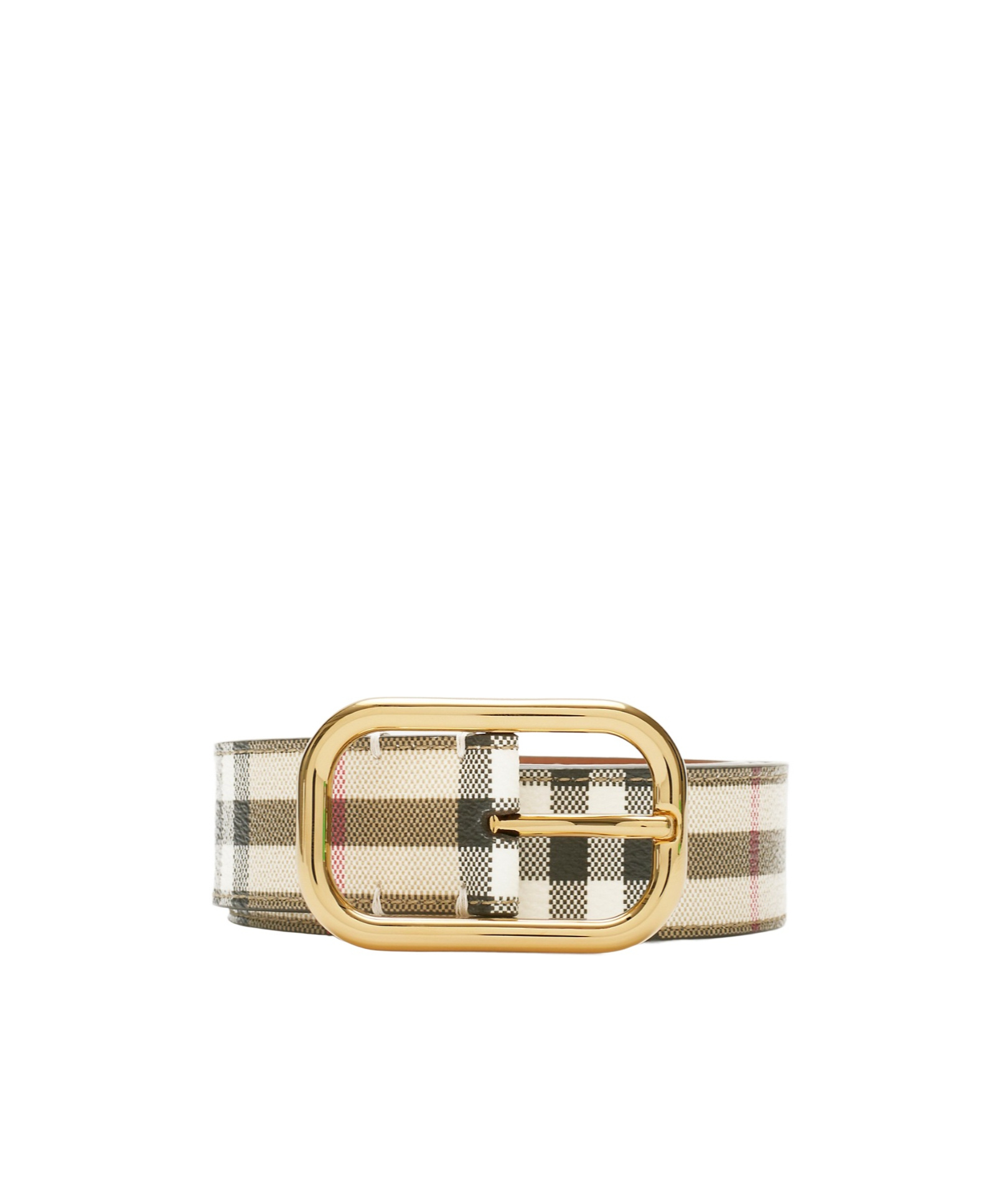 Burberry Check Belt In Nude